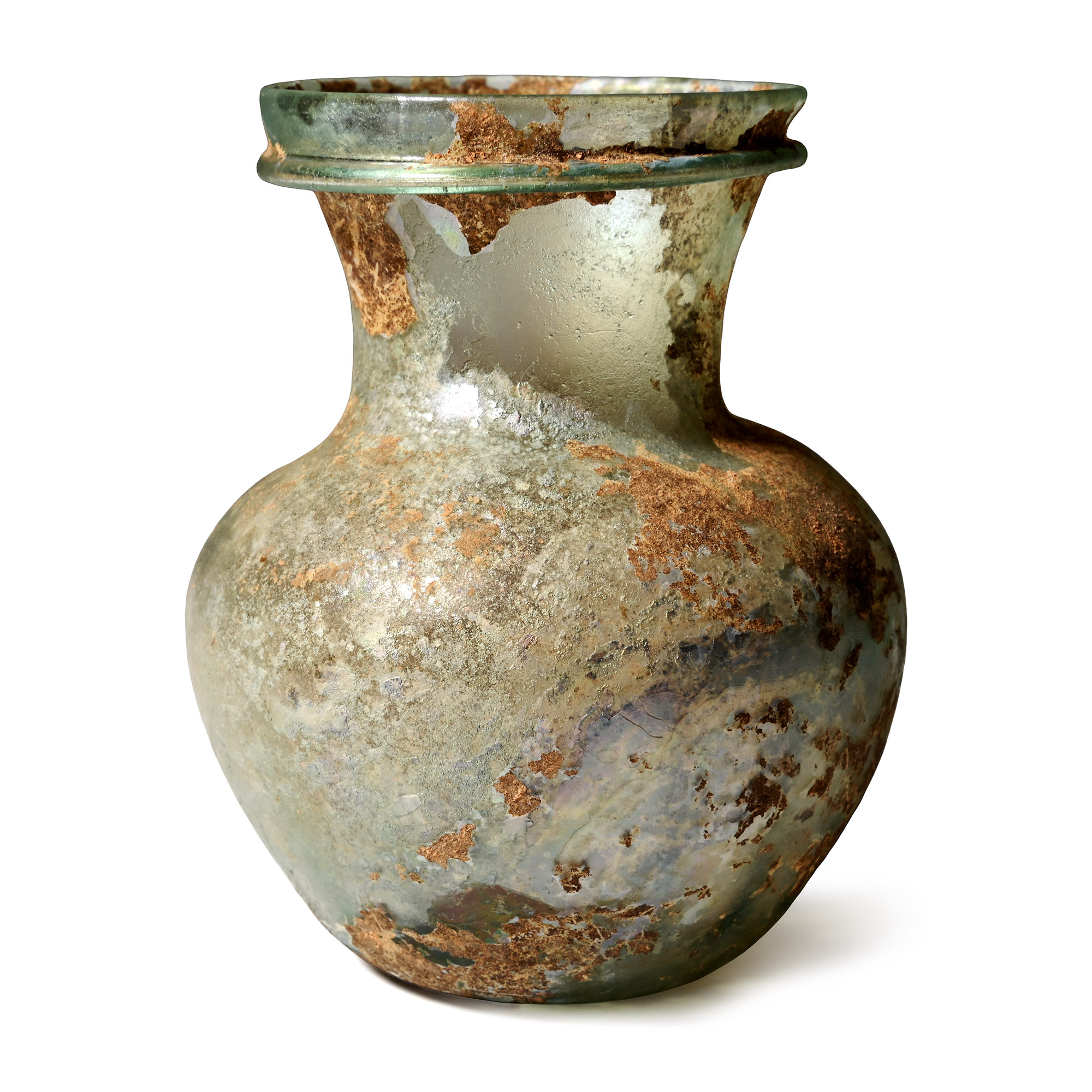 Roman Clear Glass Jar with Iridescence