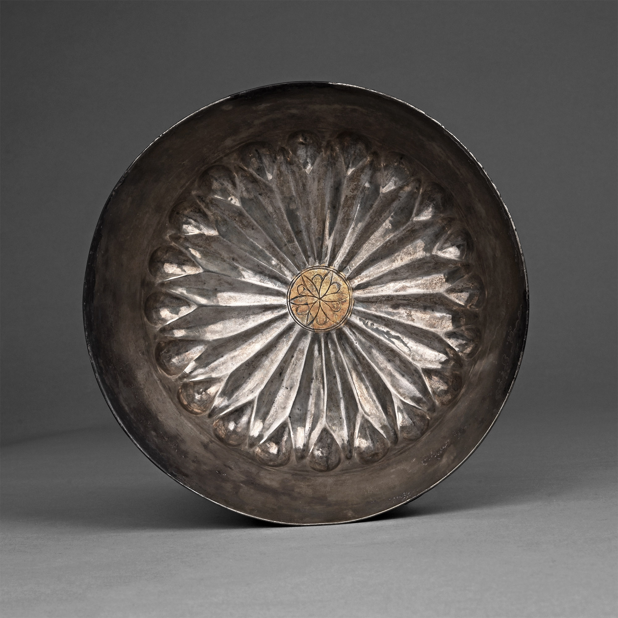 Greek Silver-Gilt Phiale with Petals and Lozenges