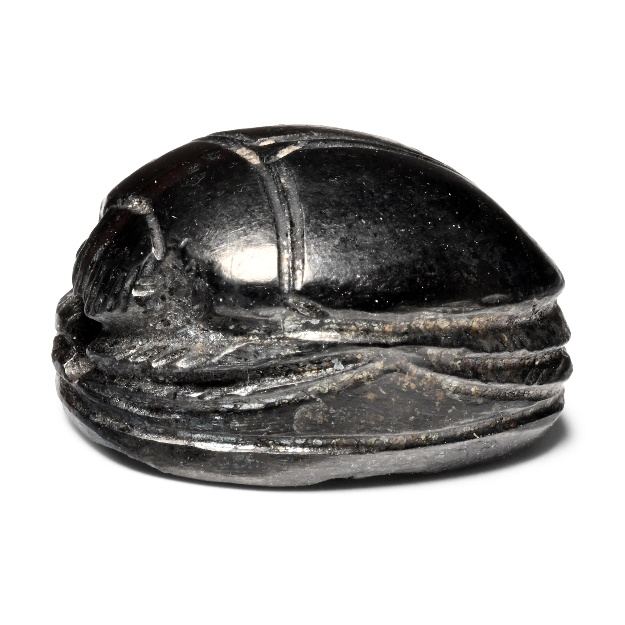 Egypto-Phoenician Period Haematite Scarab with Winged Figure
