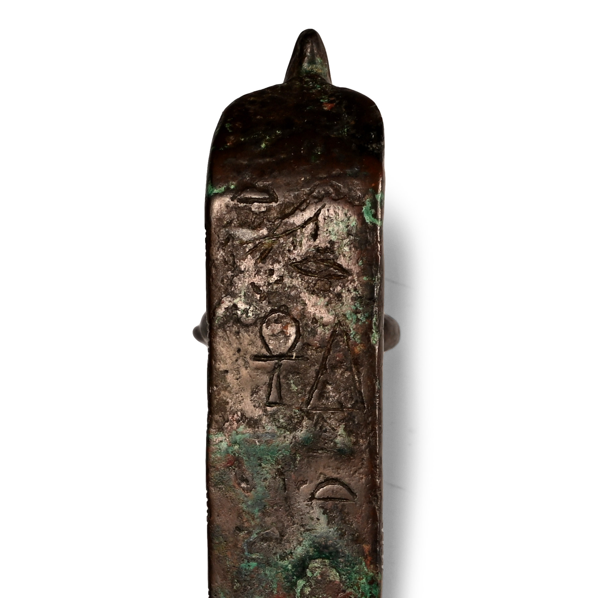 Very Large Egyptian Bronze Oxyrhynchus Fish of Per-Medjed with Hieroglyphic Inscription