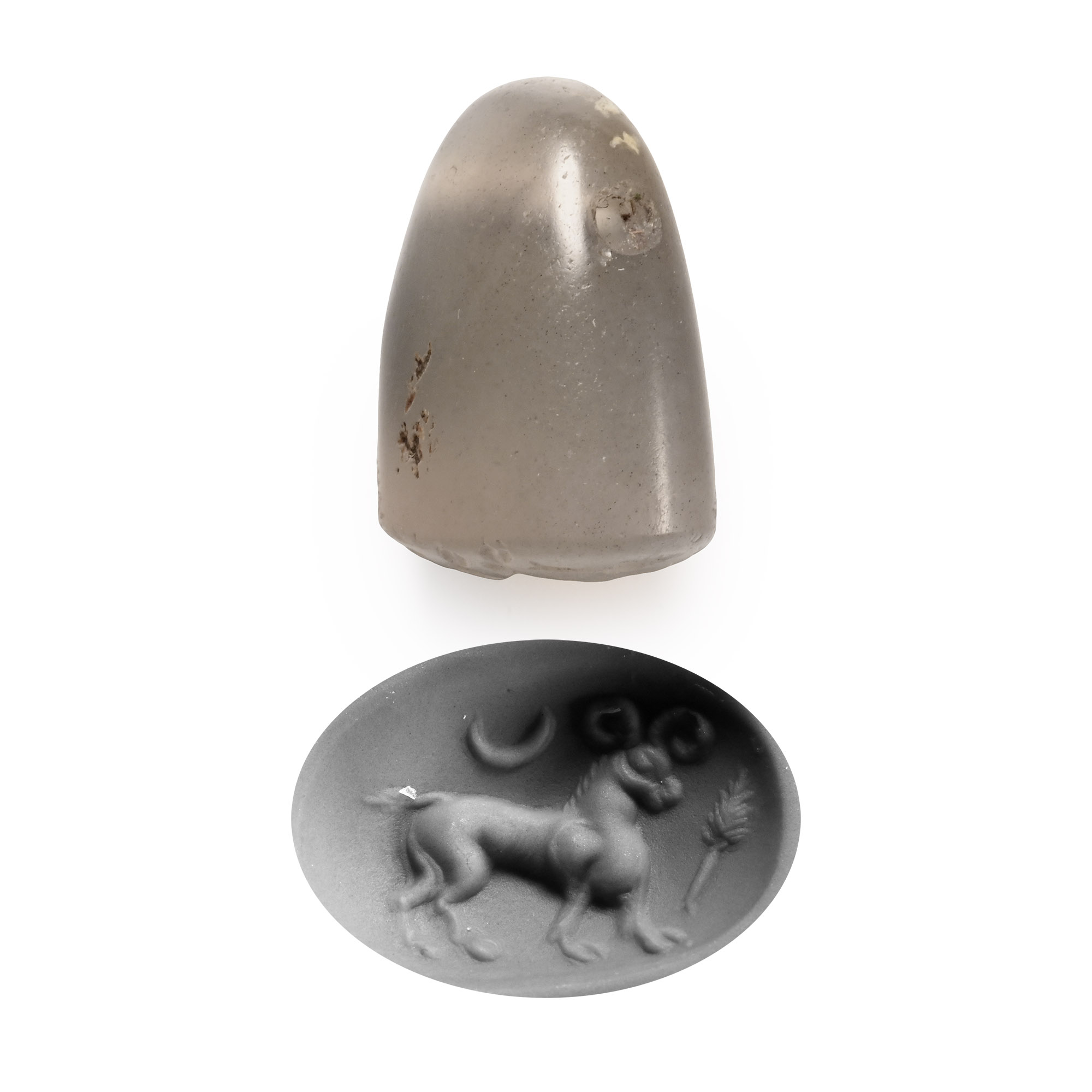 Neo-Babylonian Chalcedony Stamp Seal with Horned Ibex