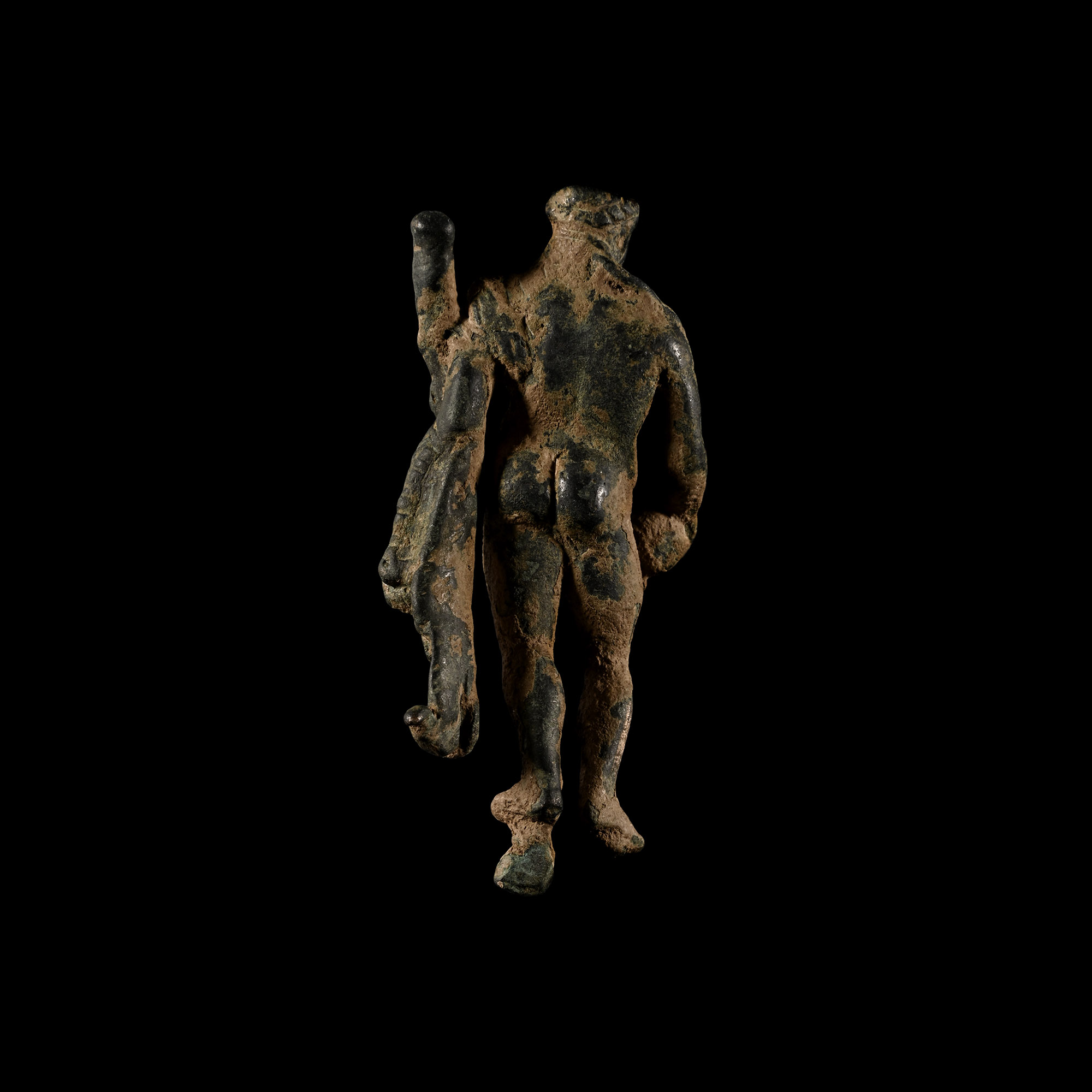 Roman Bronze Figure of Hercules Holding Club and Skyphos