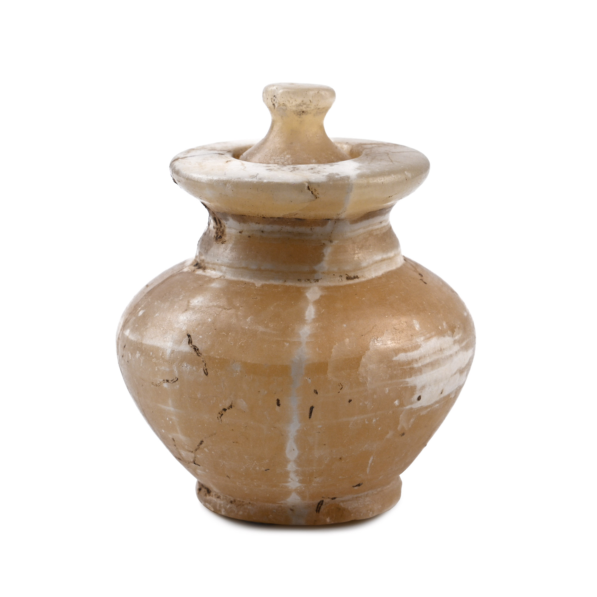 Greek Alabaster Cosmetic Pyxis with Lid
