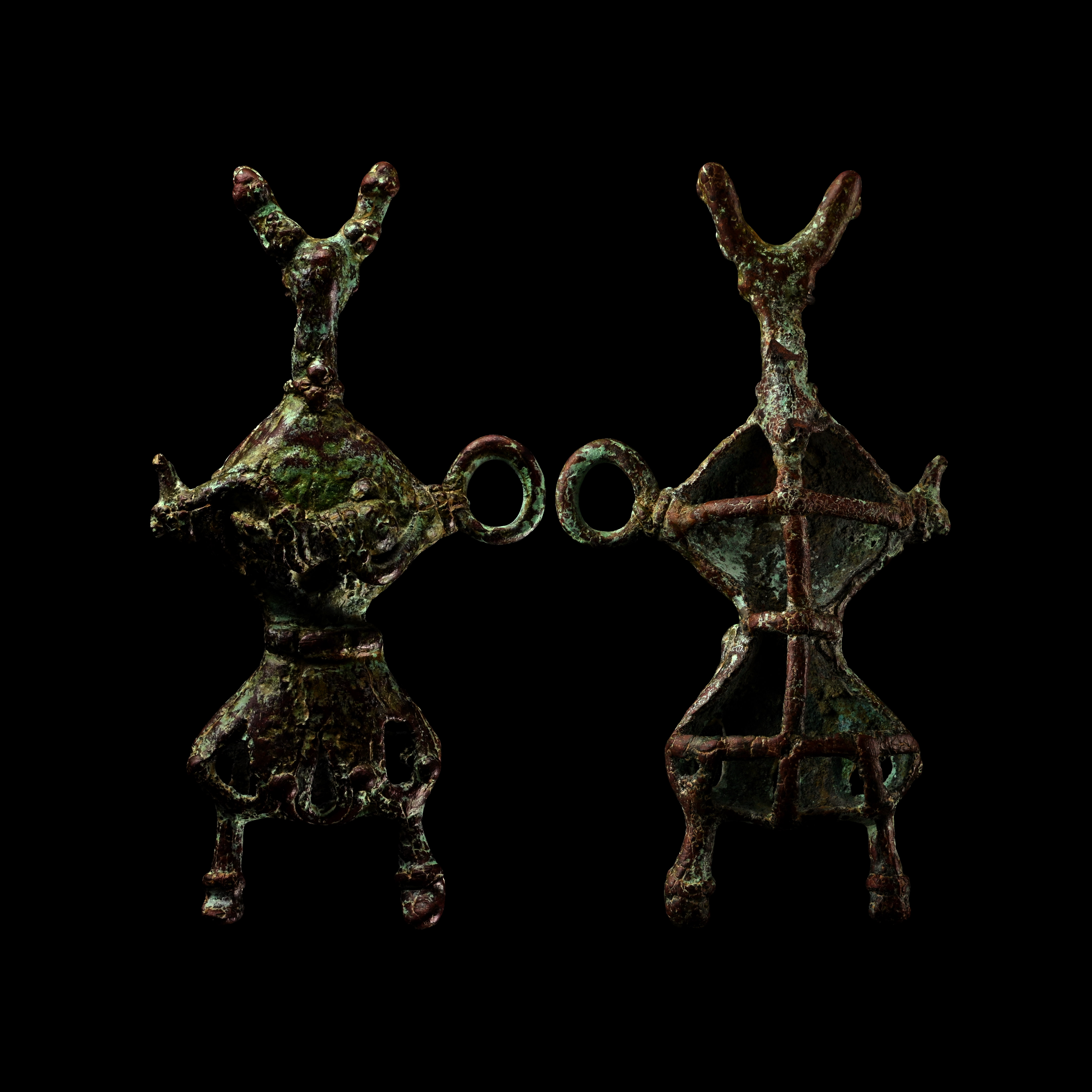 Large Marlik Bronze Maternity Figure with Child