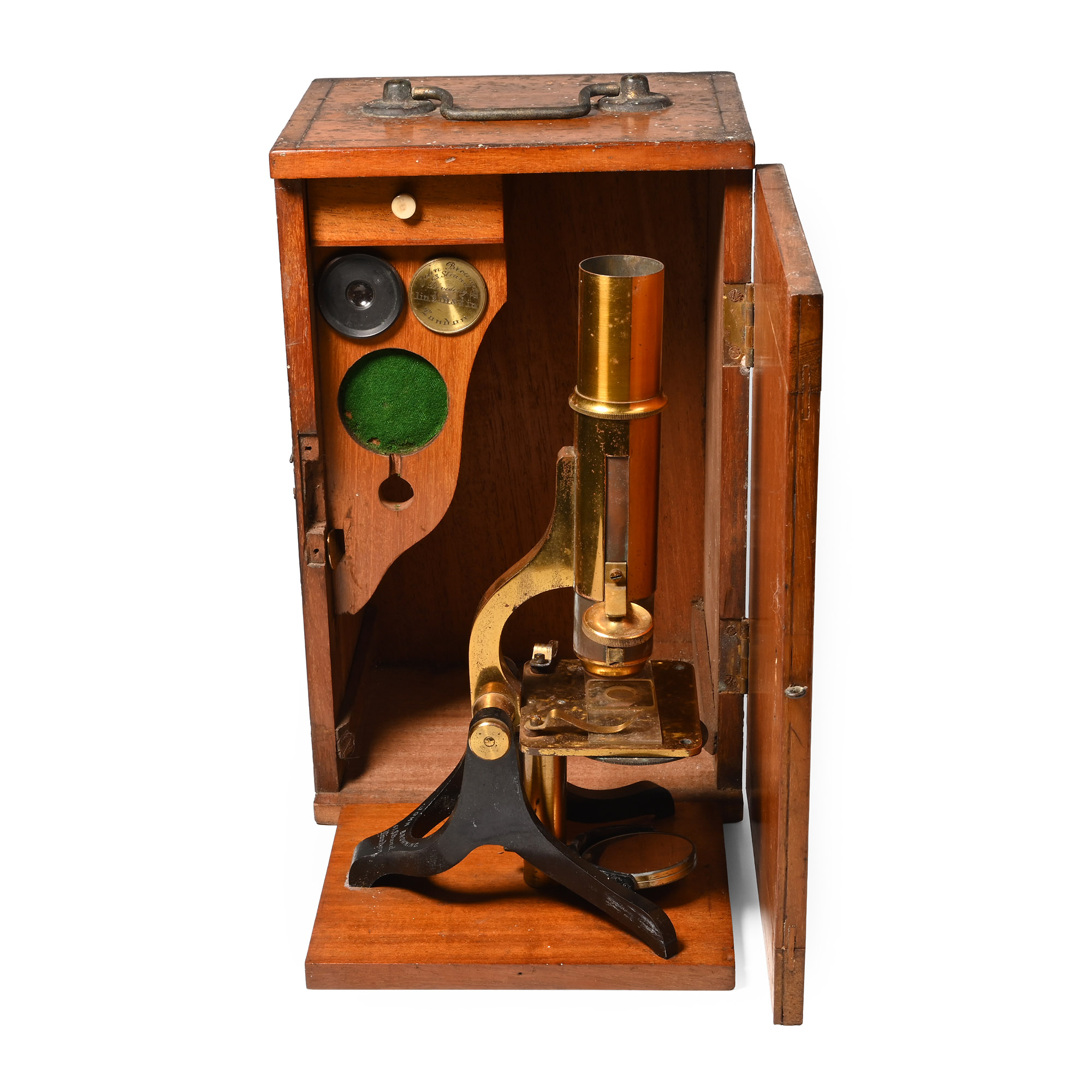 Victorian Cased Brass Microscope by John Browning