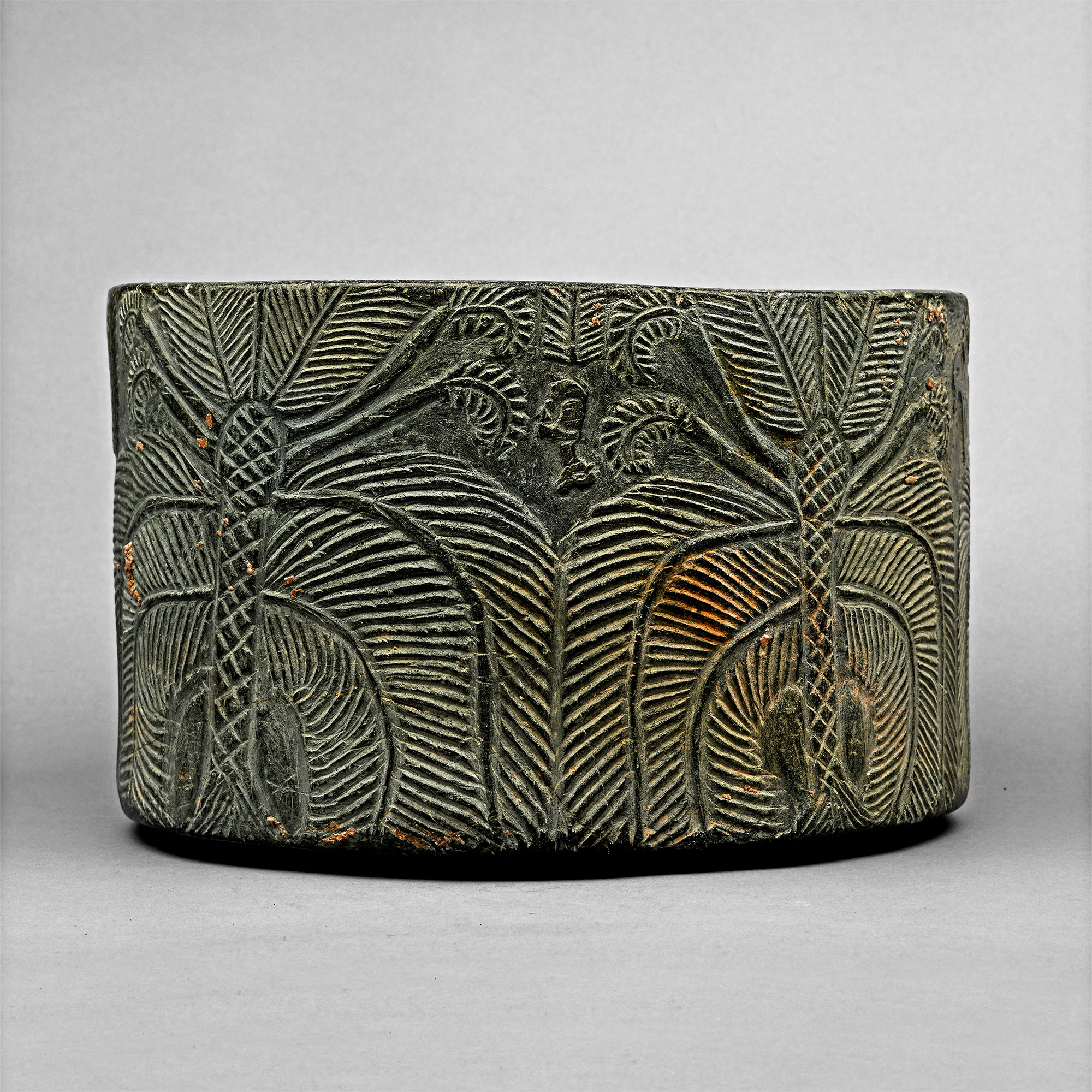 Mesopotamian Steatite Bowl with Animals and Palm Trees