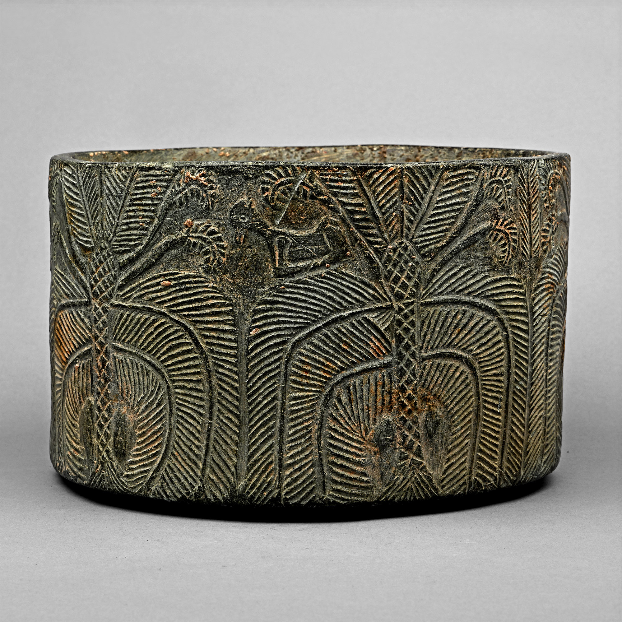 Mesopotamian Steatite Bowl with Animals and Palm Trees