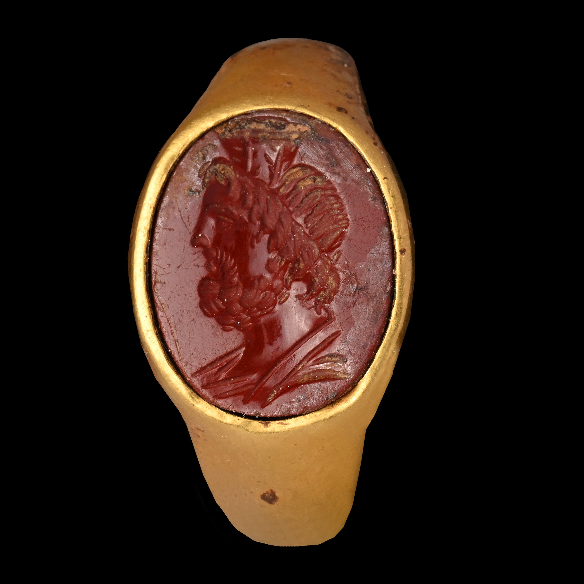 Roman Gold Ring with Bust of the God Serapis