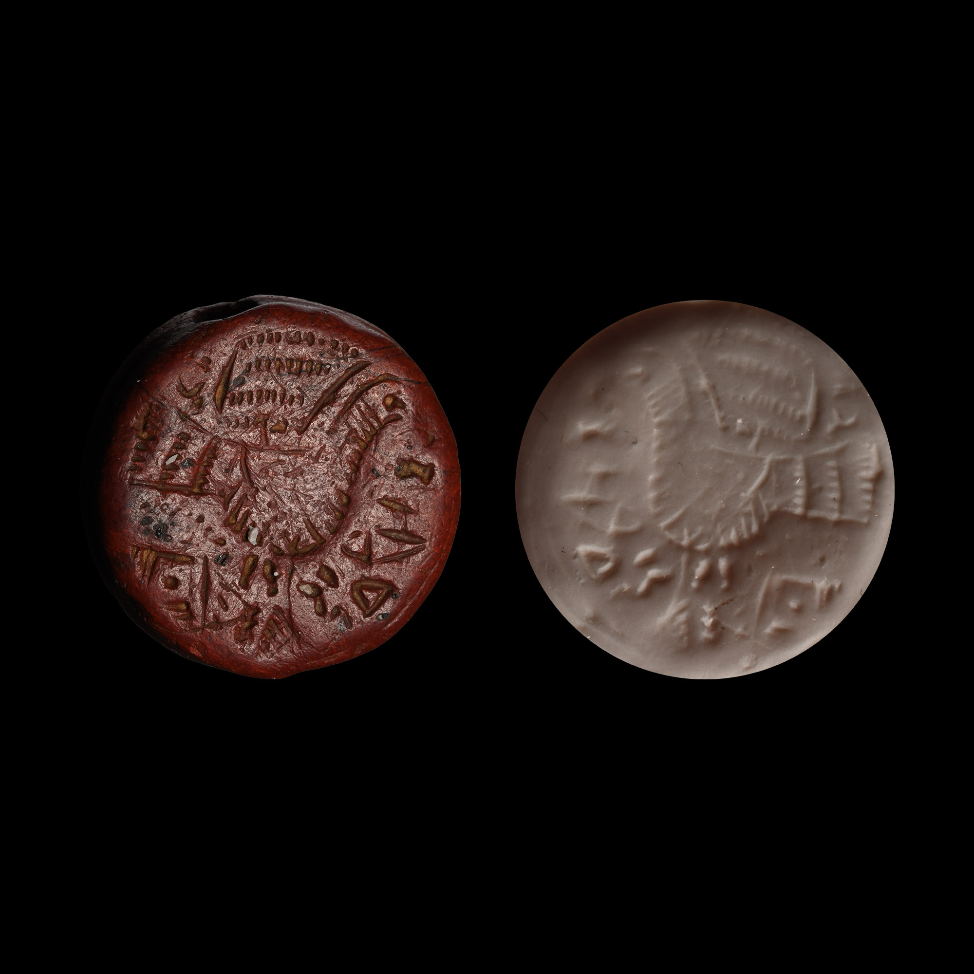 Hittite Red Jasper Stamp Seal with Bird