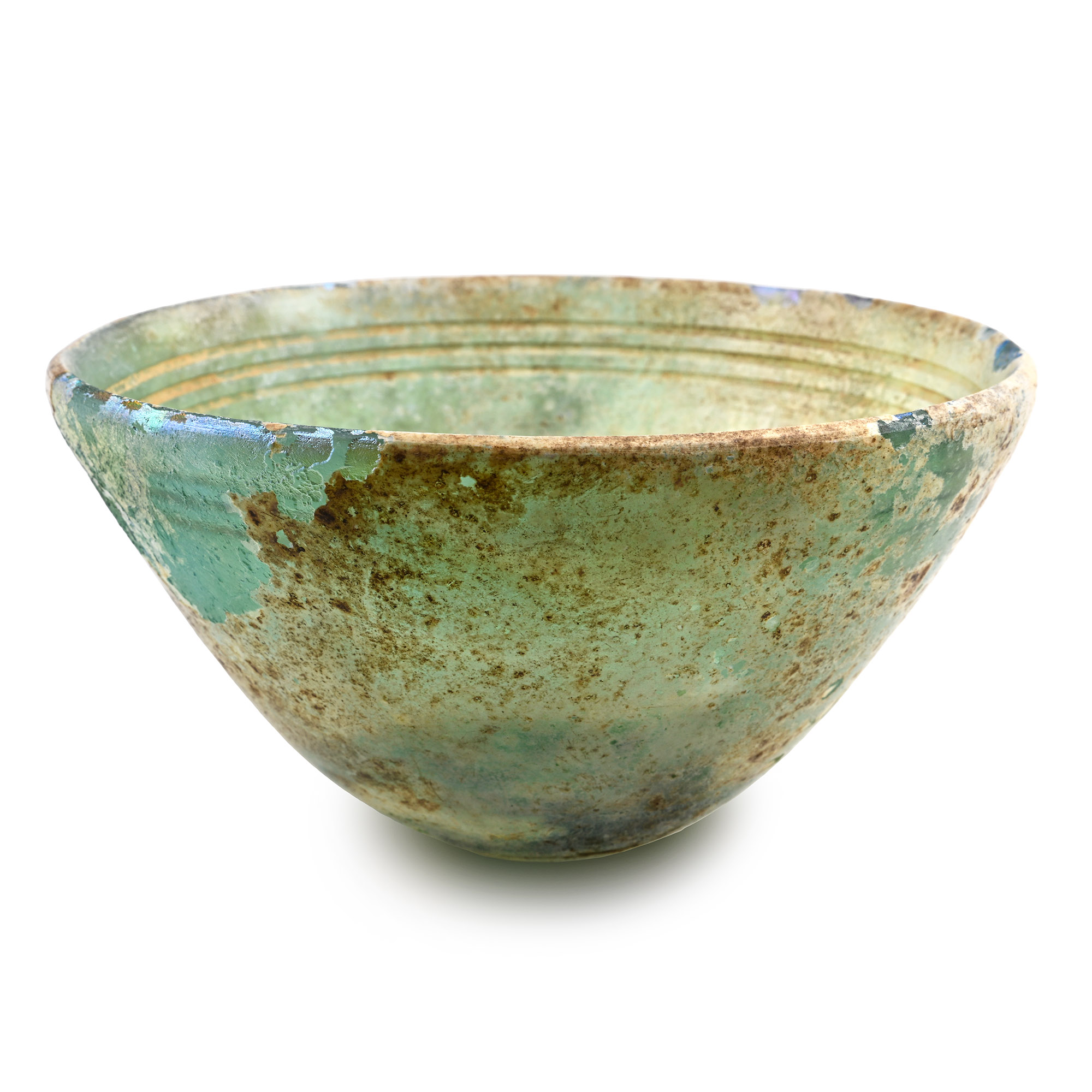 Greek Iridescent Pale Aqua Glass Bowl