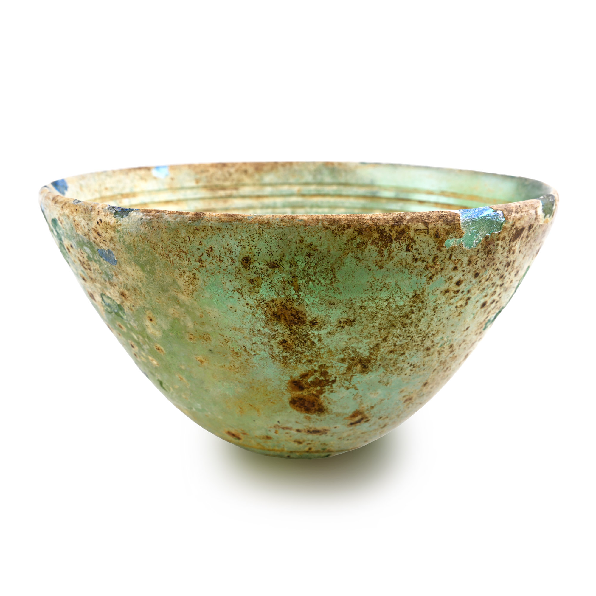 Greek Iridescent Pale Aqua Glass Bowl