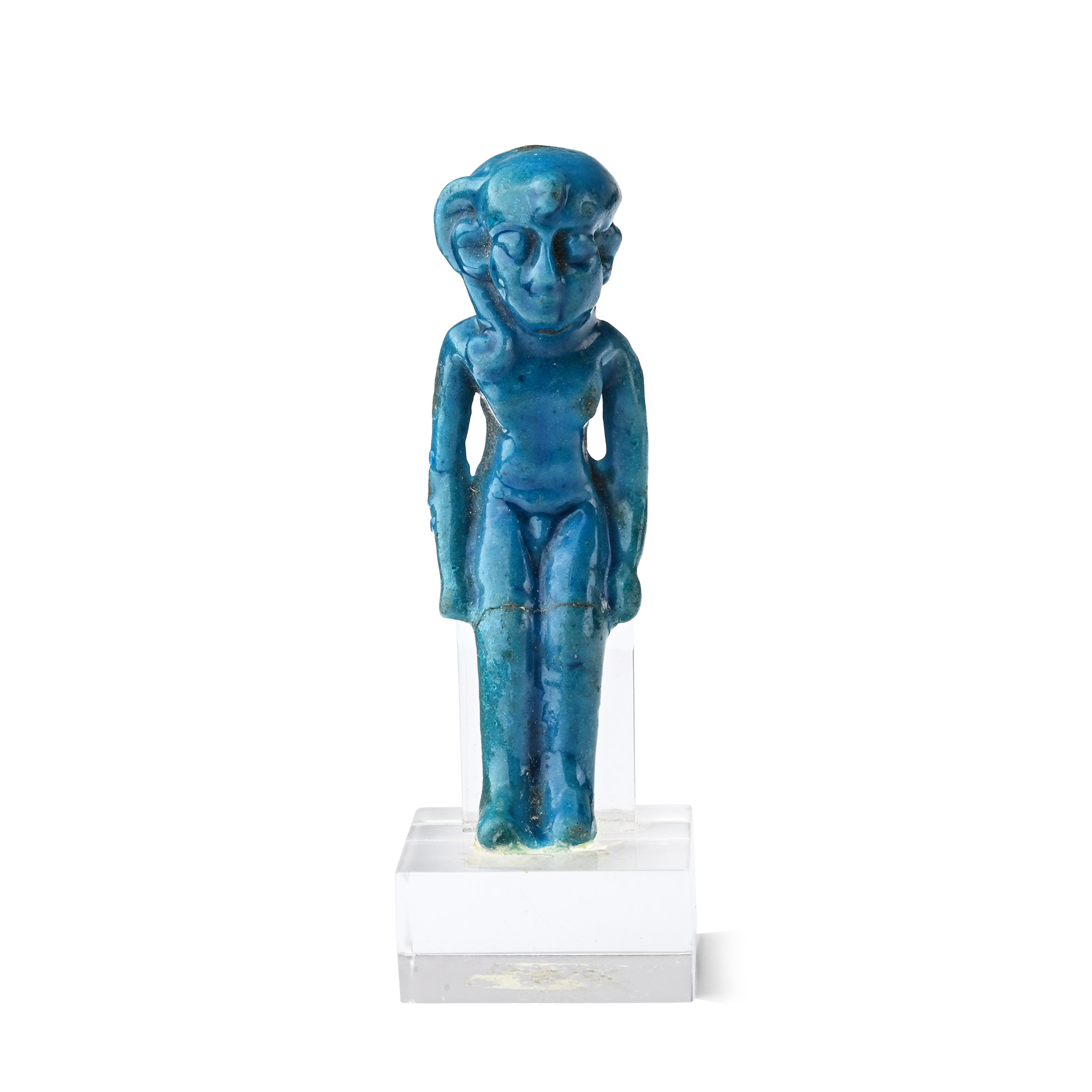 Egyptian Turquoise-Glazed Seated Harpocrates