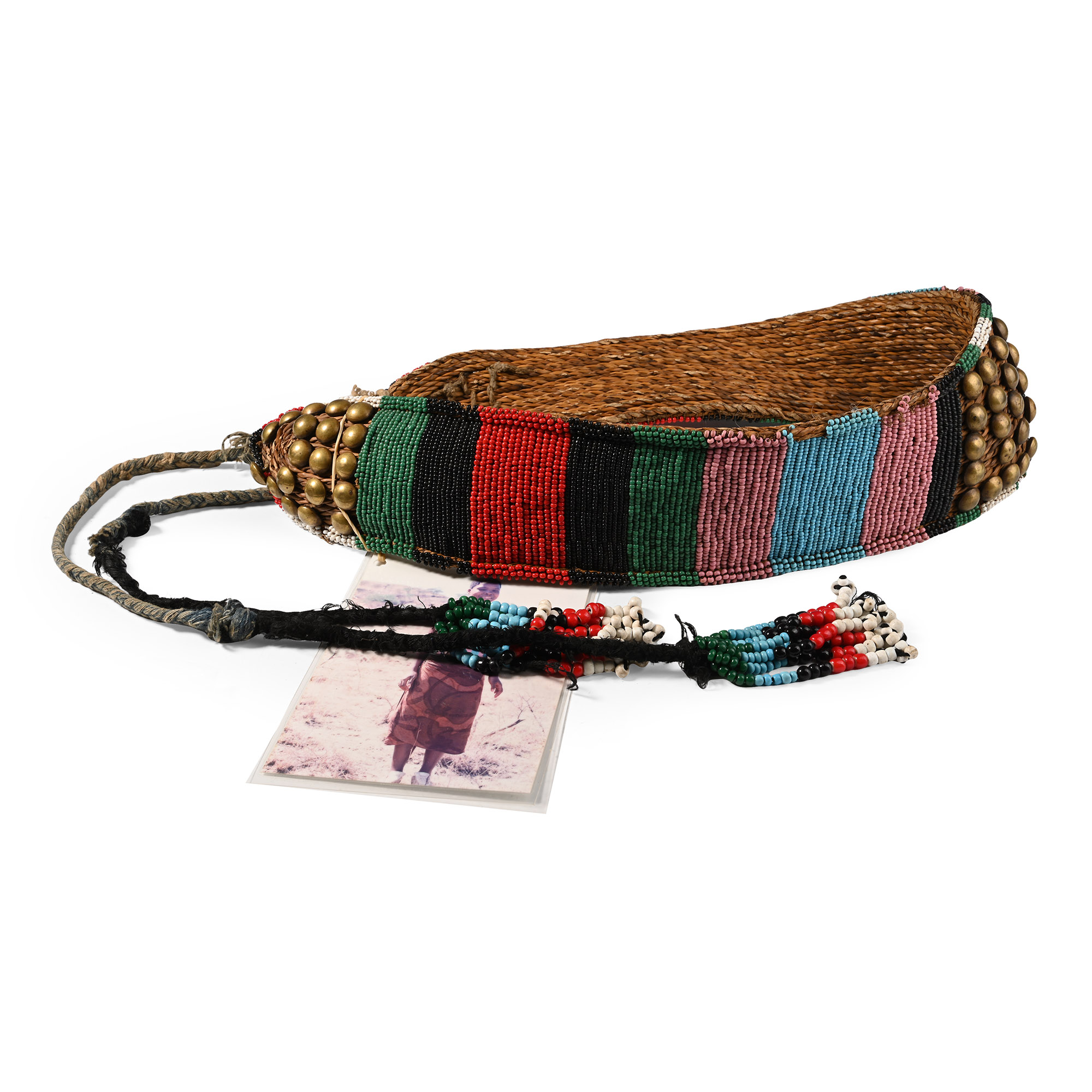Zulu Woman's Beaded 'Umutsha' Belt and Photograph of Ms Kokuthula Ncele a Descendant of the Owner