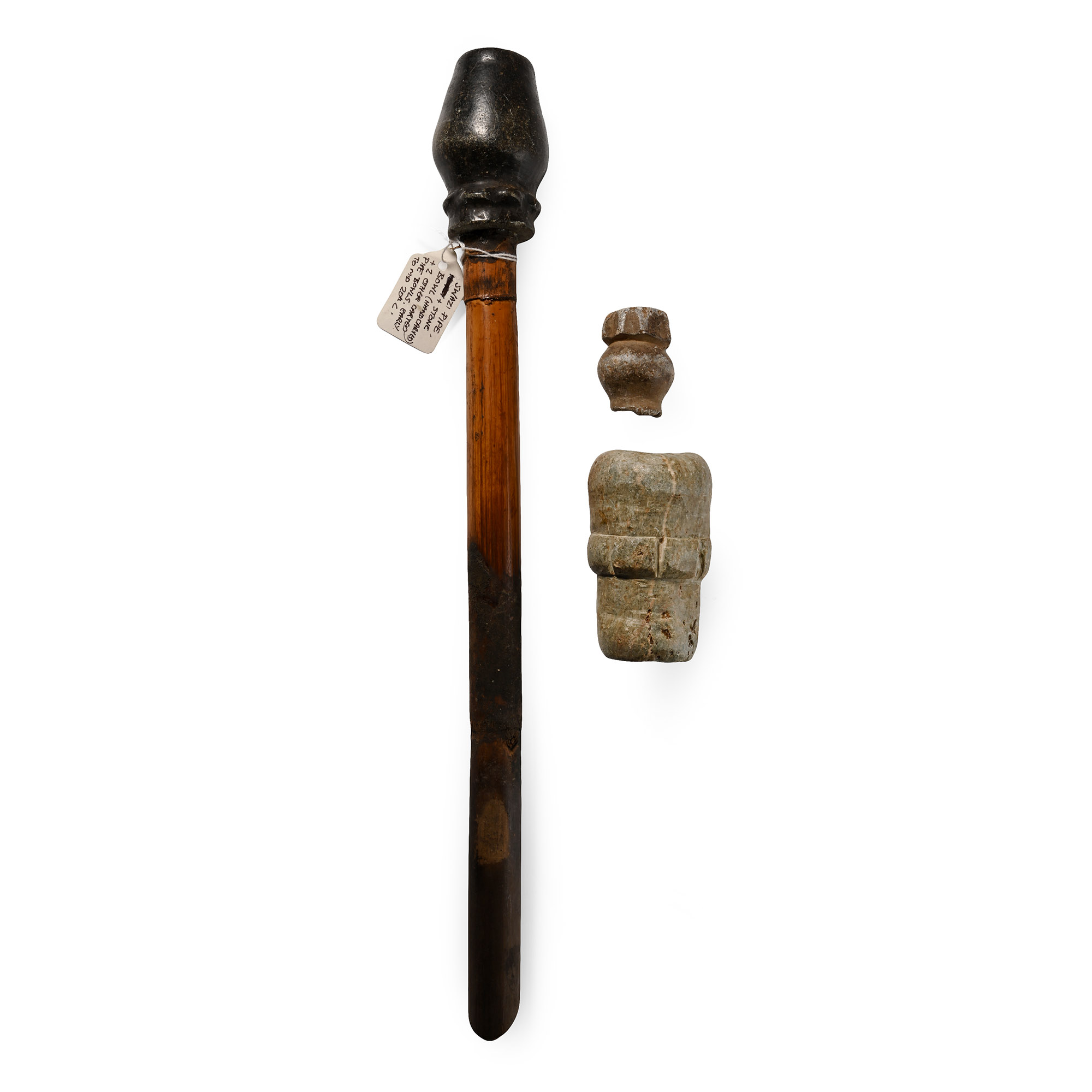 Tribal Swazi Pipe with Stone Bowls
