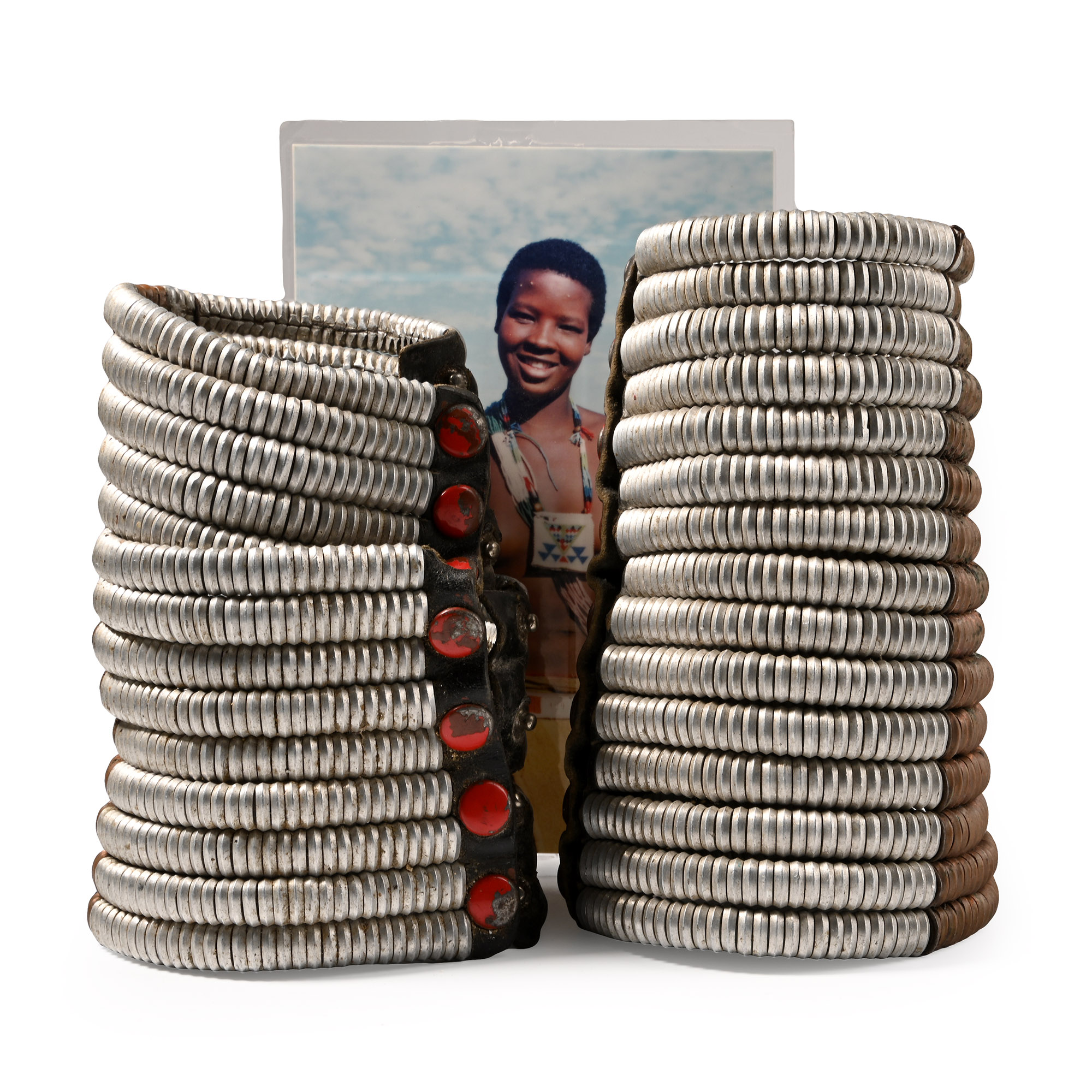 Zulu Virgin's 'Ubusenga' Arm Bands and Photograph of Ms Thandi Khumalo a Descendant of the Owner