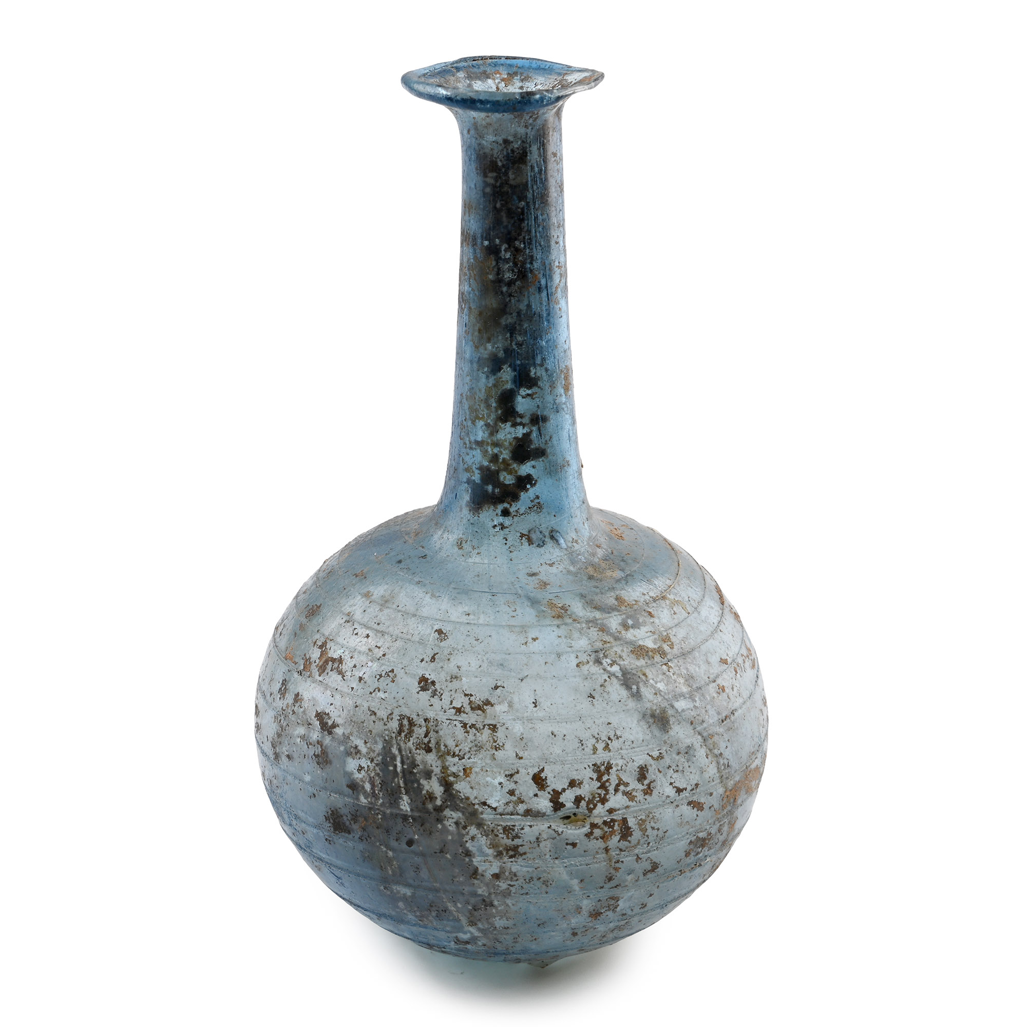 Roman Blue Glass Unguentarium with Trail