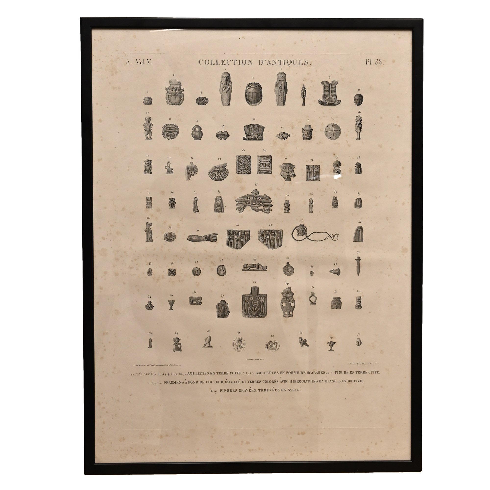 Large Framed Book Plate with Egyptian Amulets