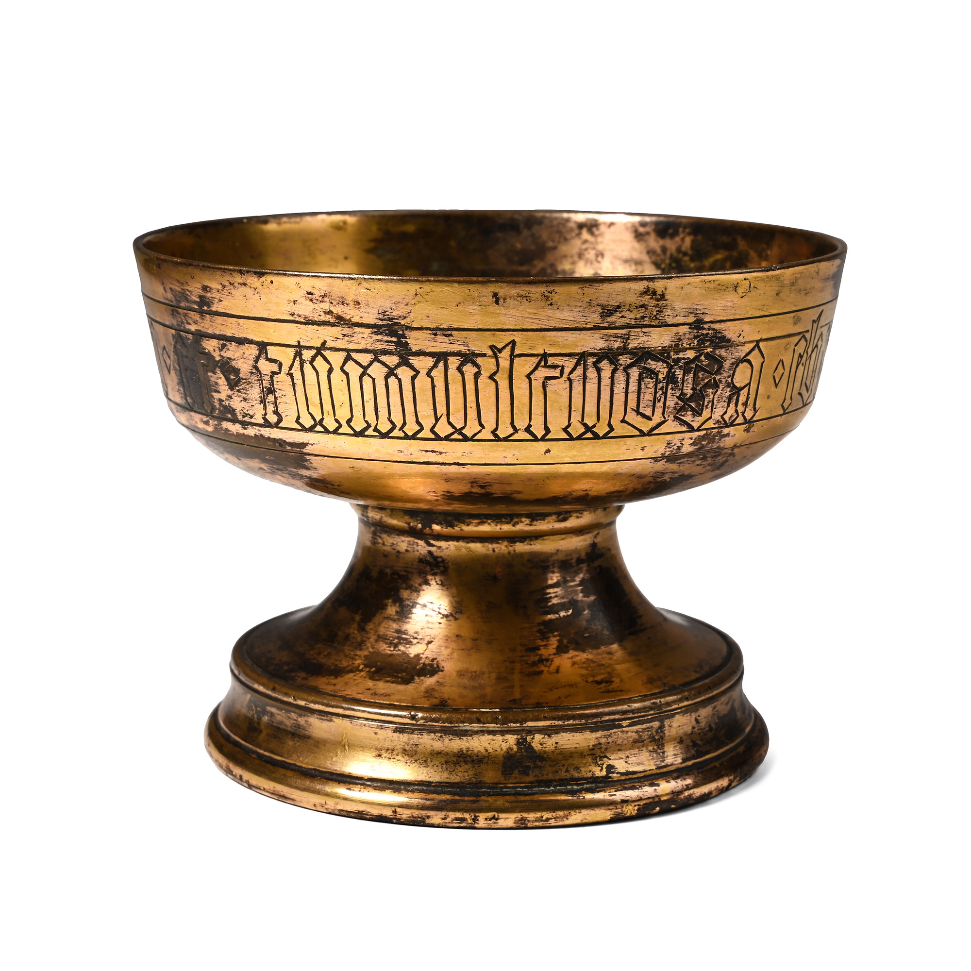 Post Medieval Gilt Bronze Chalice with Biblical Proverb in Latin