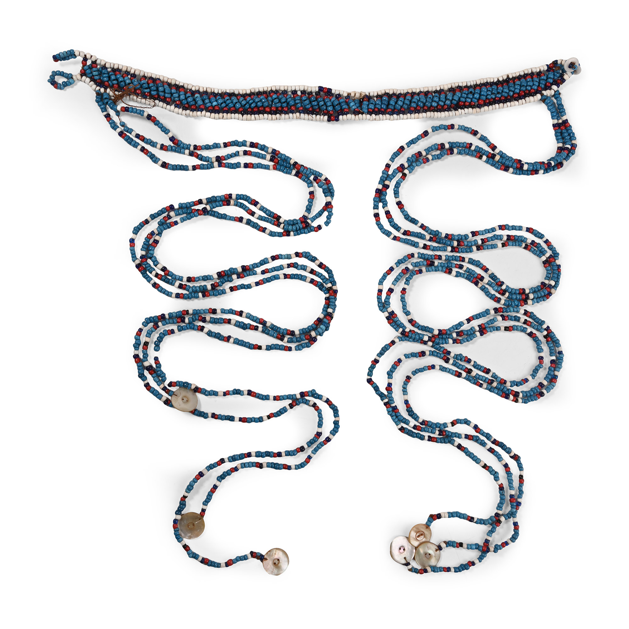 Zulu Man's Glass Bead Long Necklace with Buttons