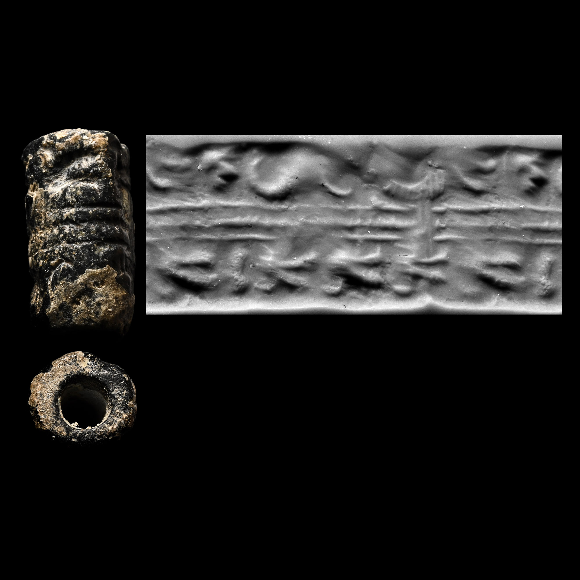 Syrian Haematite Cylinder Seal with Birds