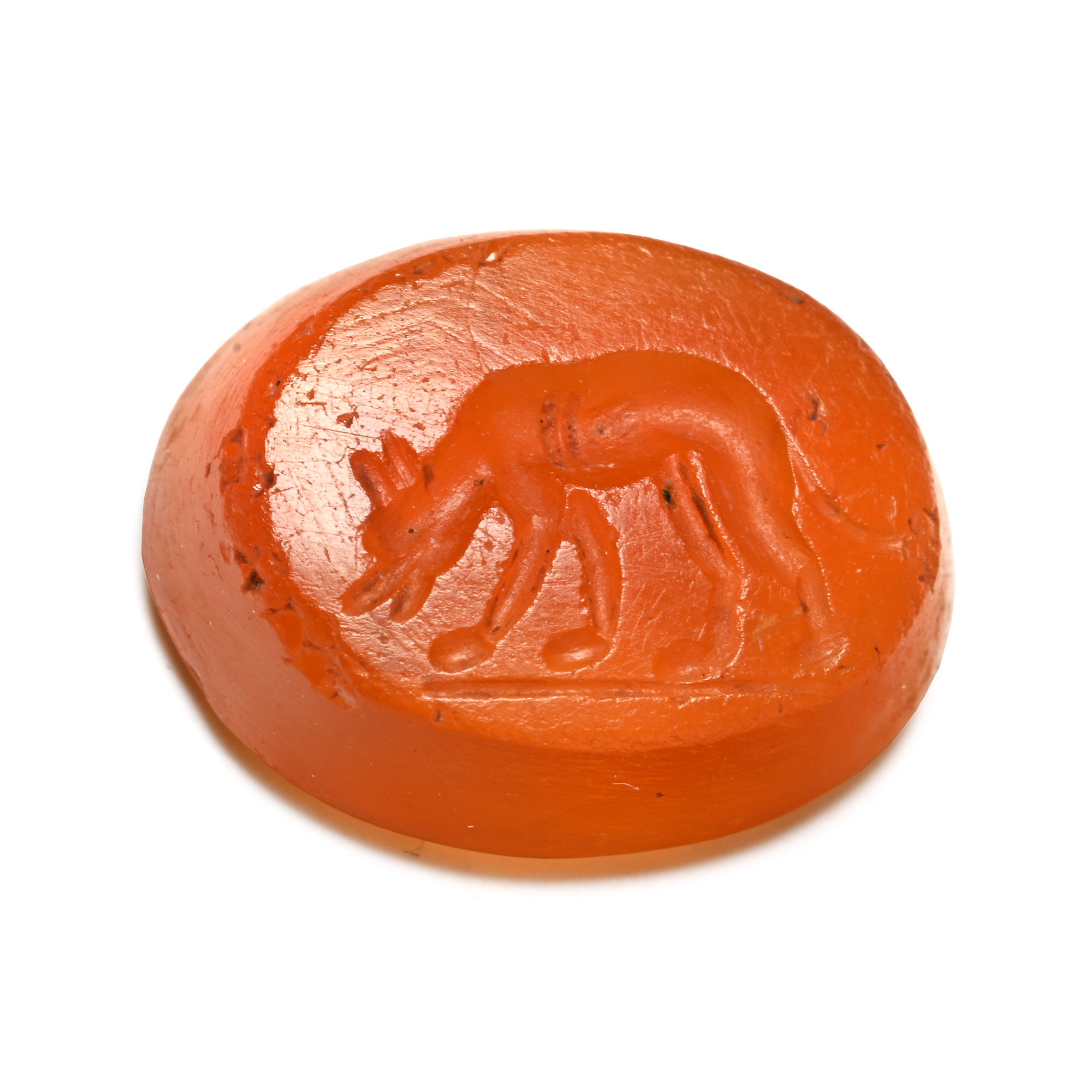 Roman Carnelian Gemstone with Wolf
