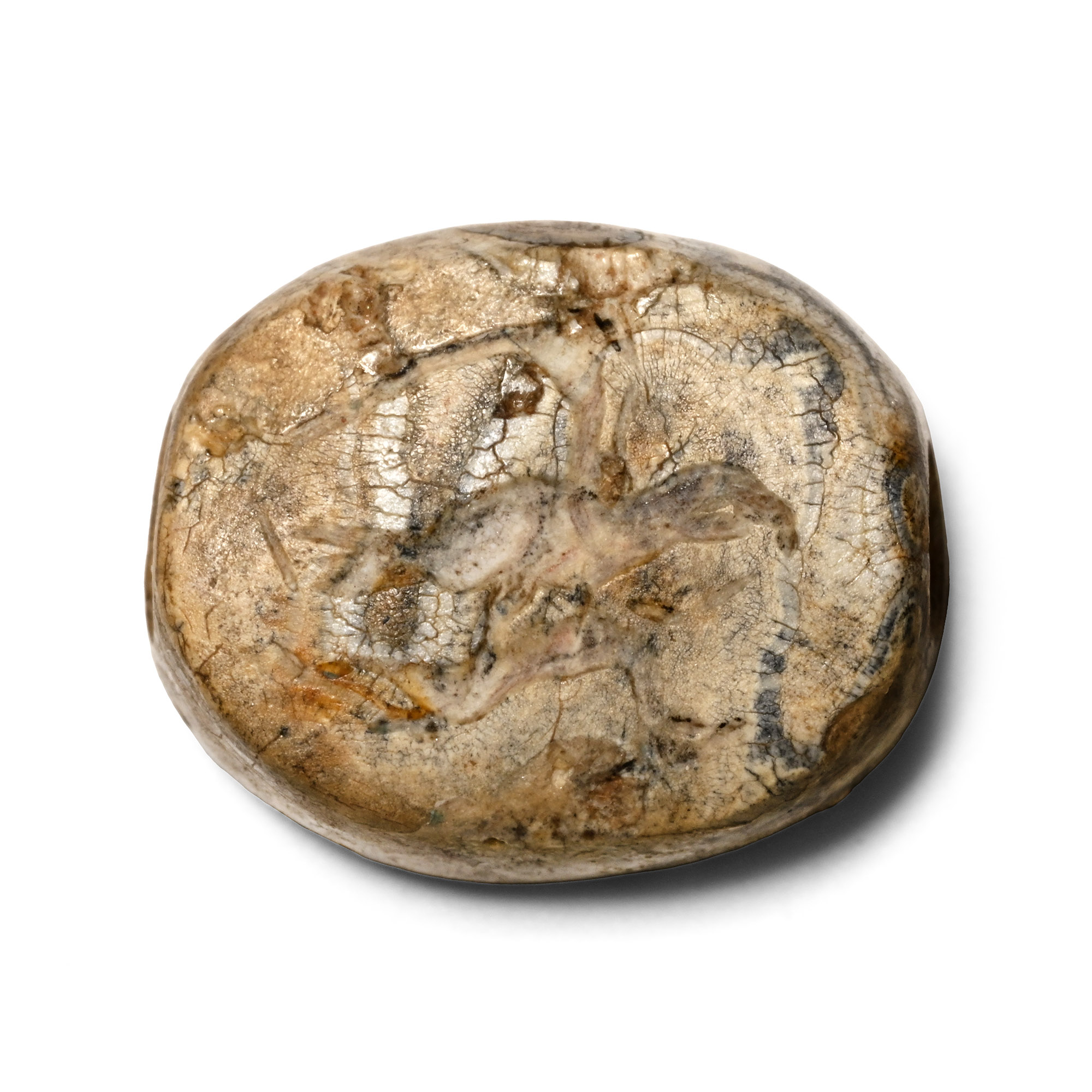 Eastern Greek Variated Agate Scaraboid Gemstone with Birds