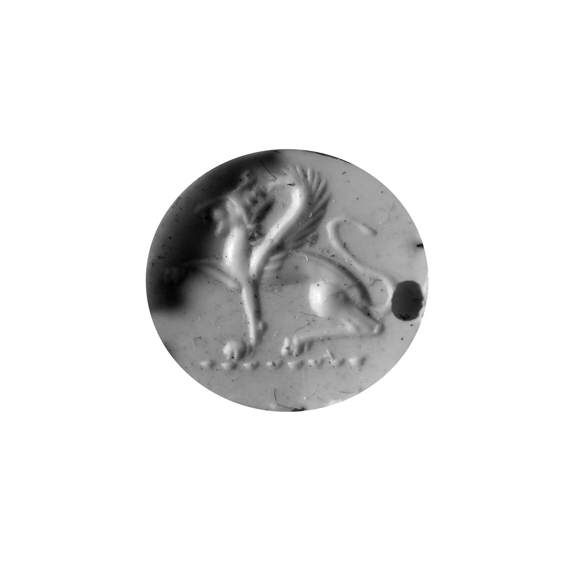 Eastern Greek Green Scaraboid Gemstone with Gryphon