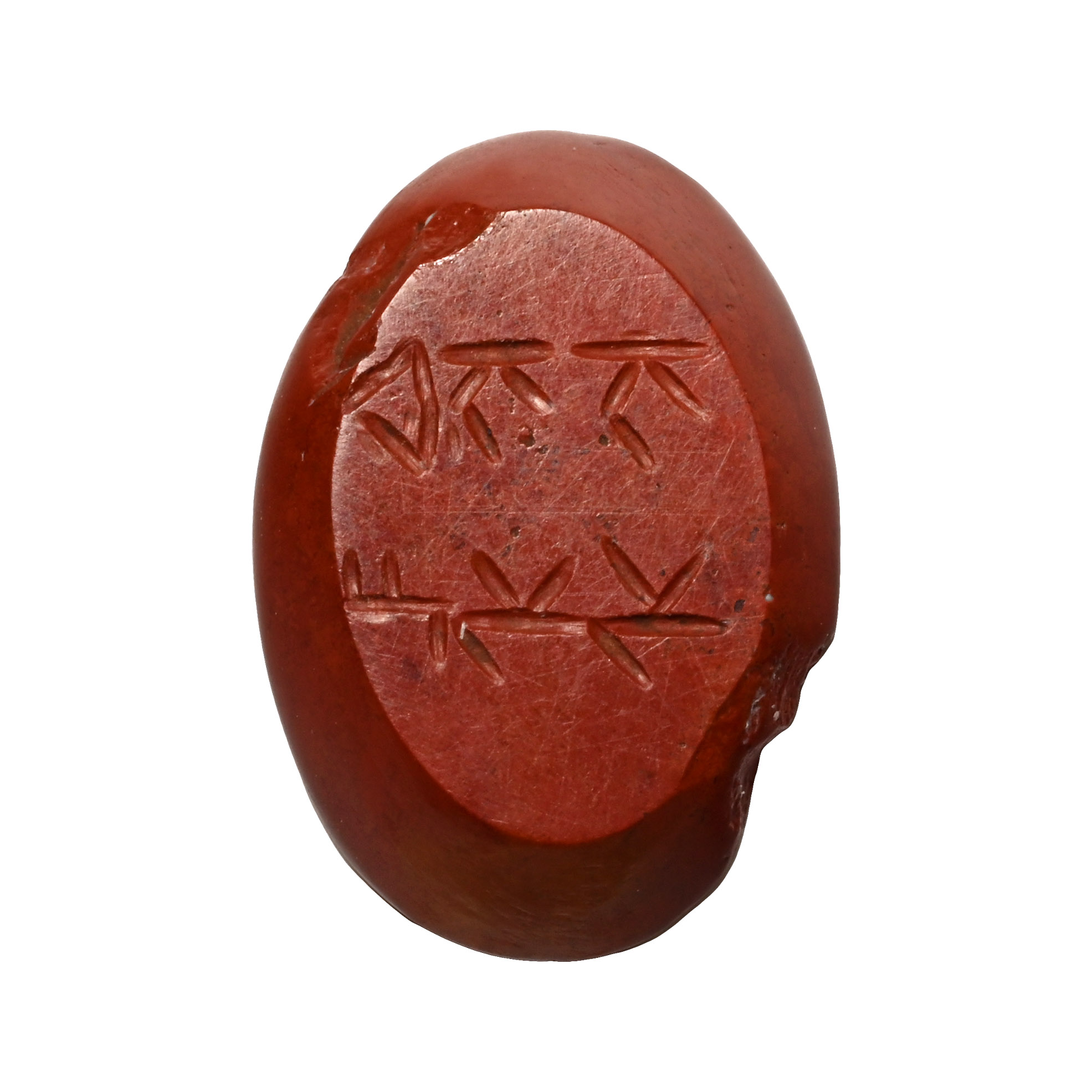 Roman Red Jasper Magical Stomach Amulet with Hercules Fighting a Lion