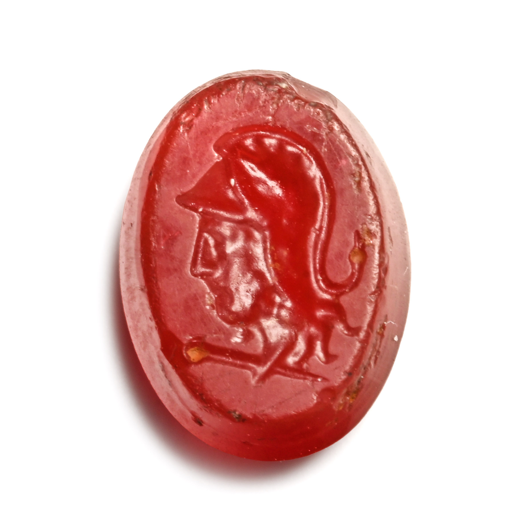 Roman Carnelian Gemstone with Bust of Minerva