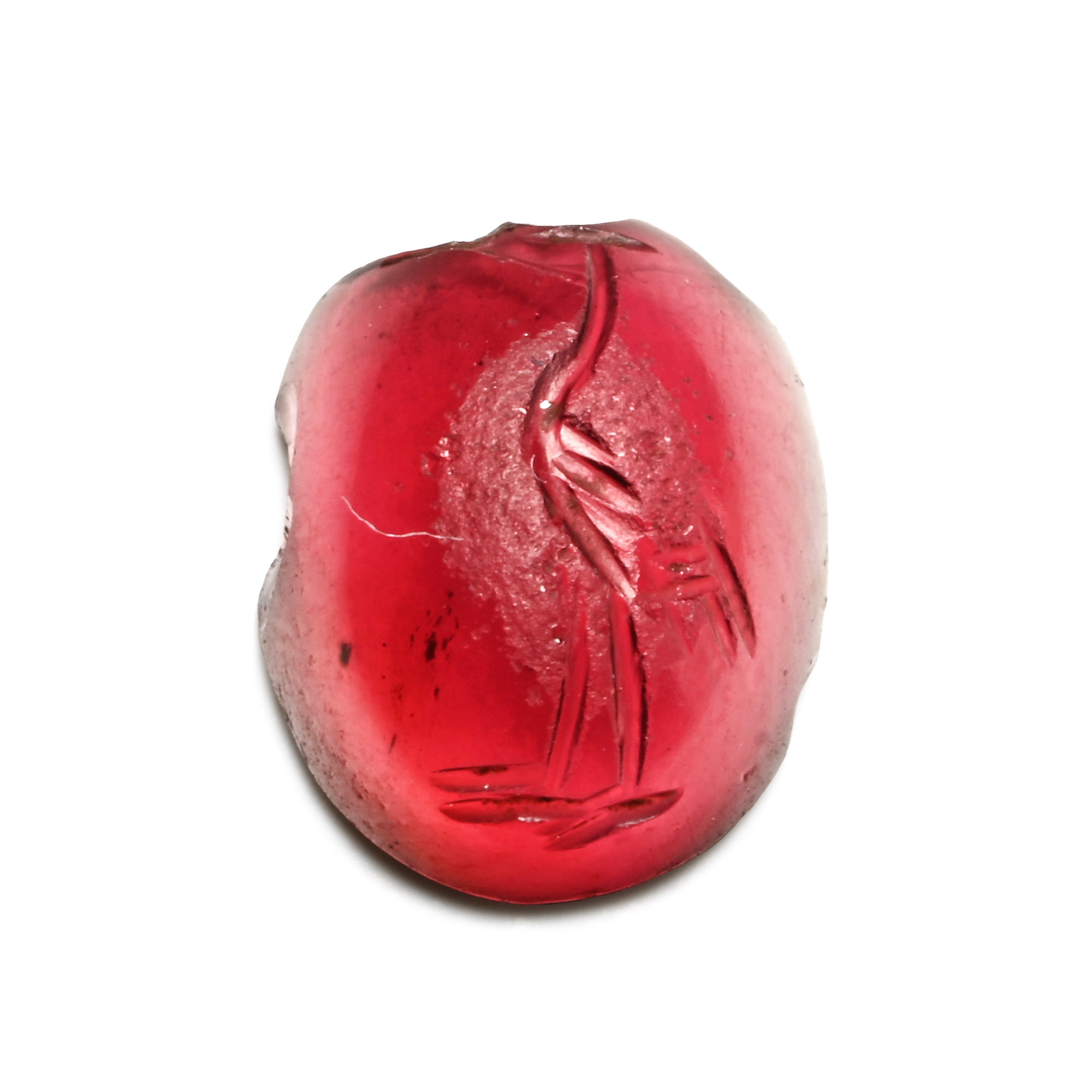 Roman Garnet Gemstone with Standing Crane