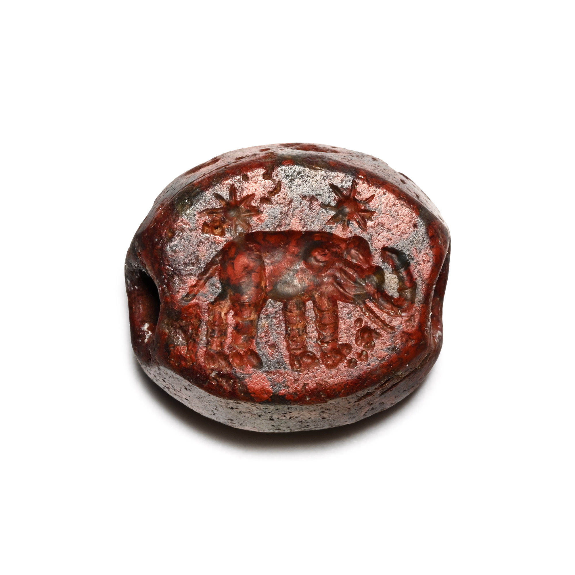Roman Red Variegated Gemstone with Elephant