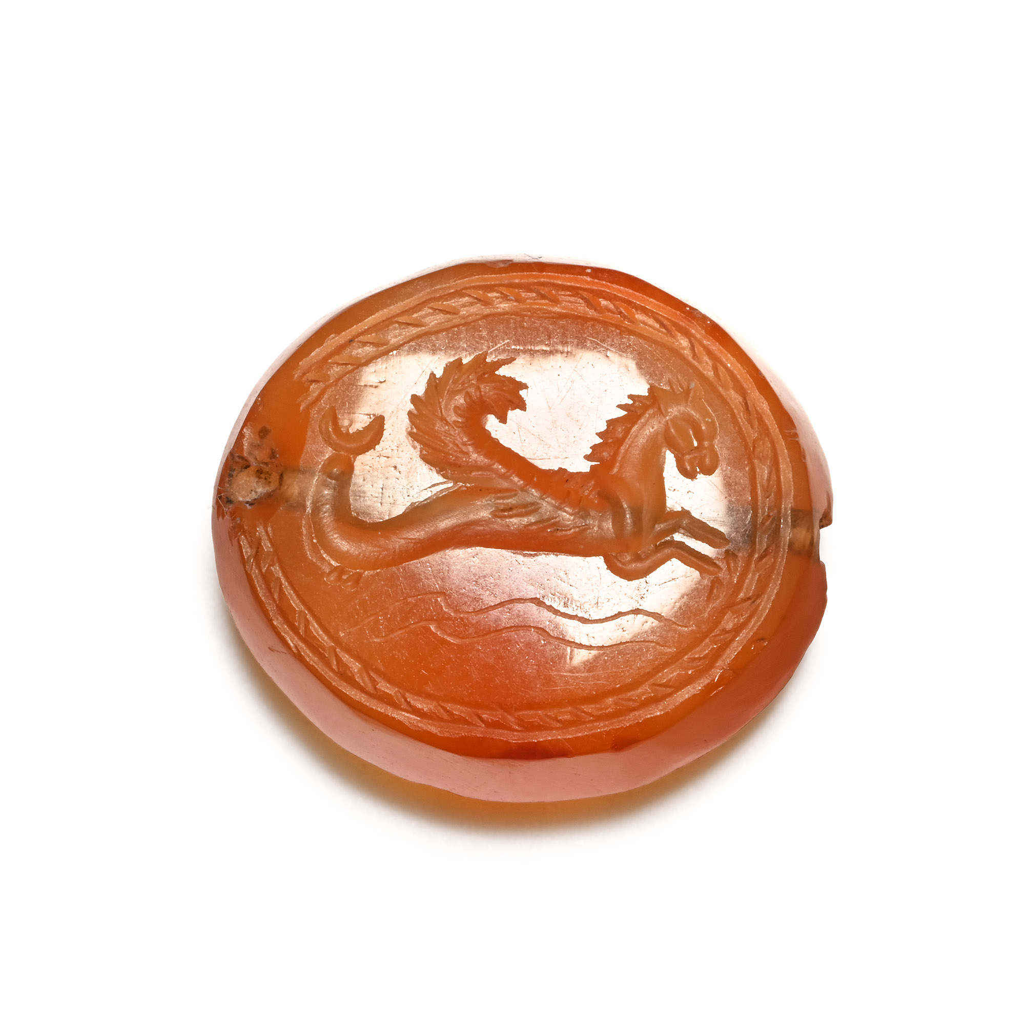 Greek Carnelian Gemstone with Hippocamp