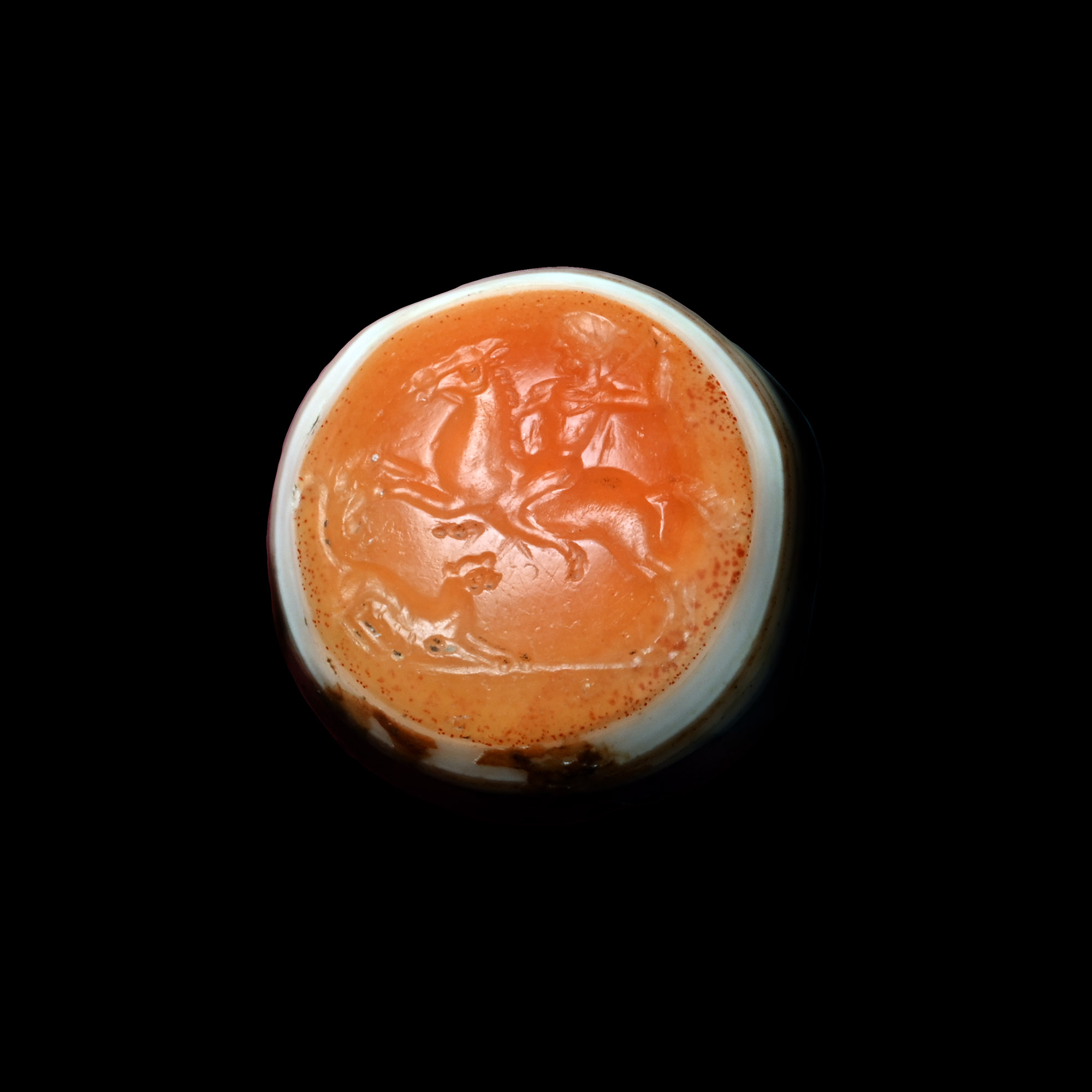 Greek Carnelian Onyx Gemstone with Horseman