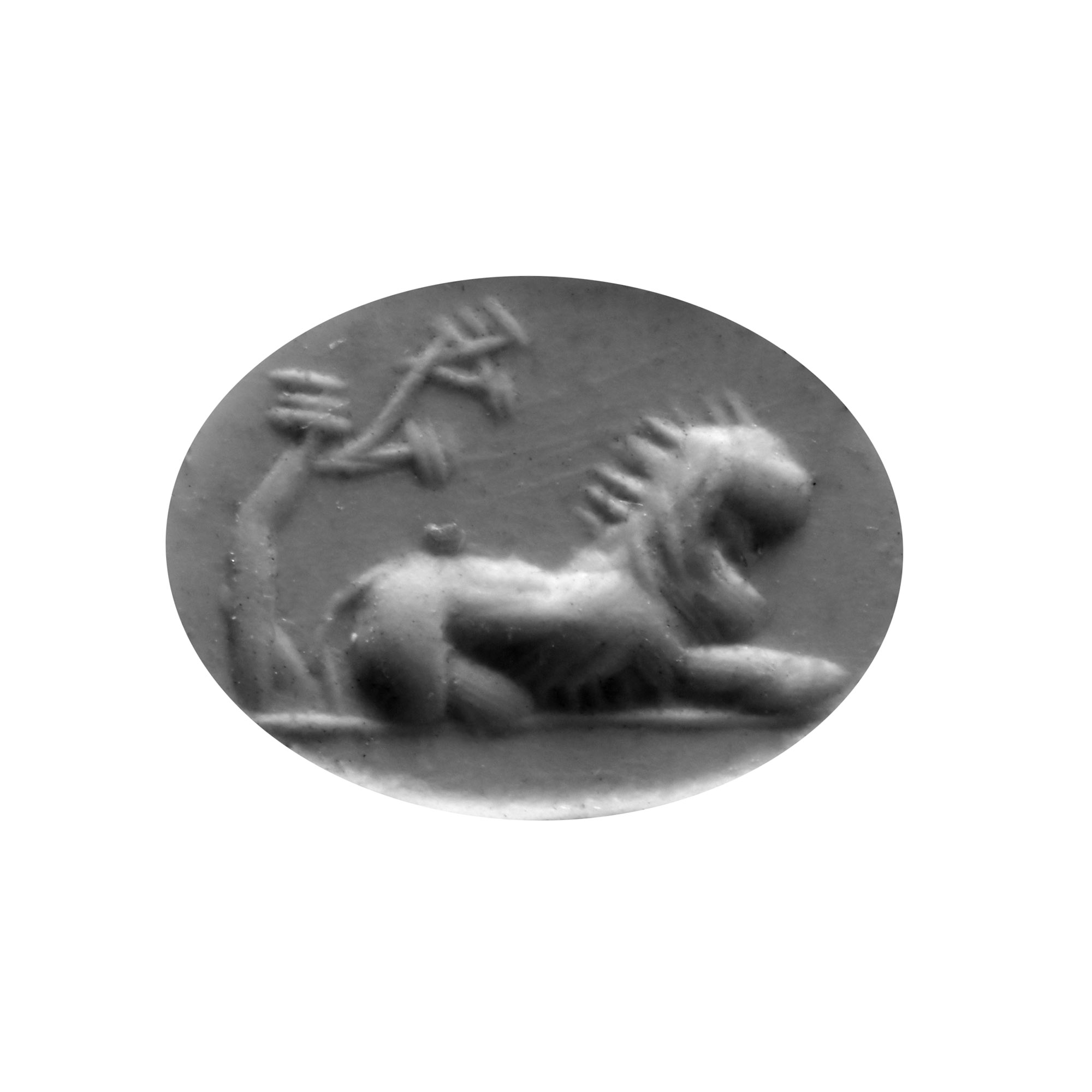 Roman Black Gemstone with Recumbent Lion