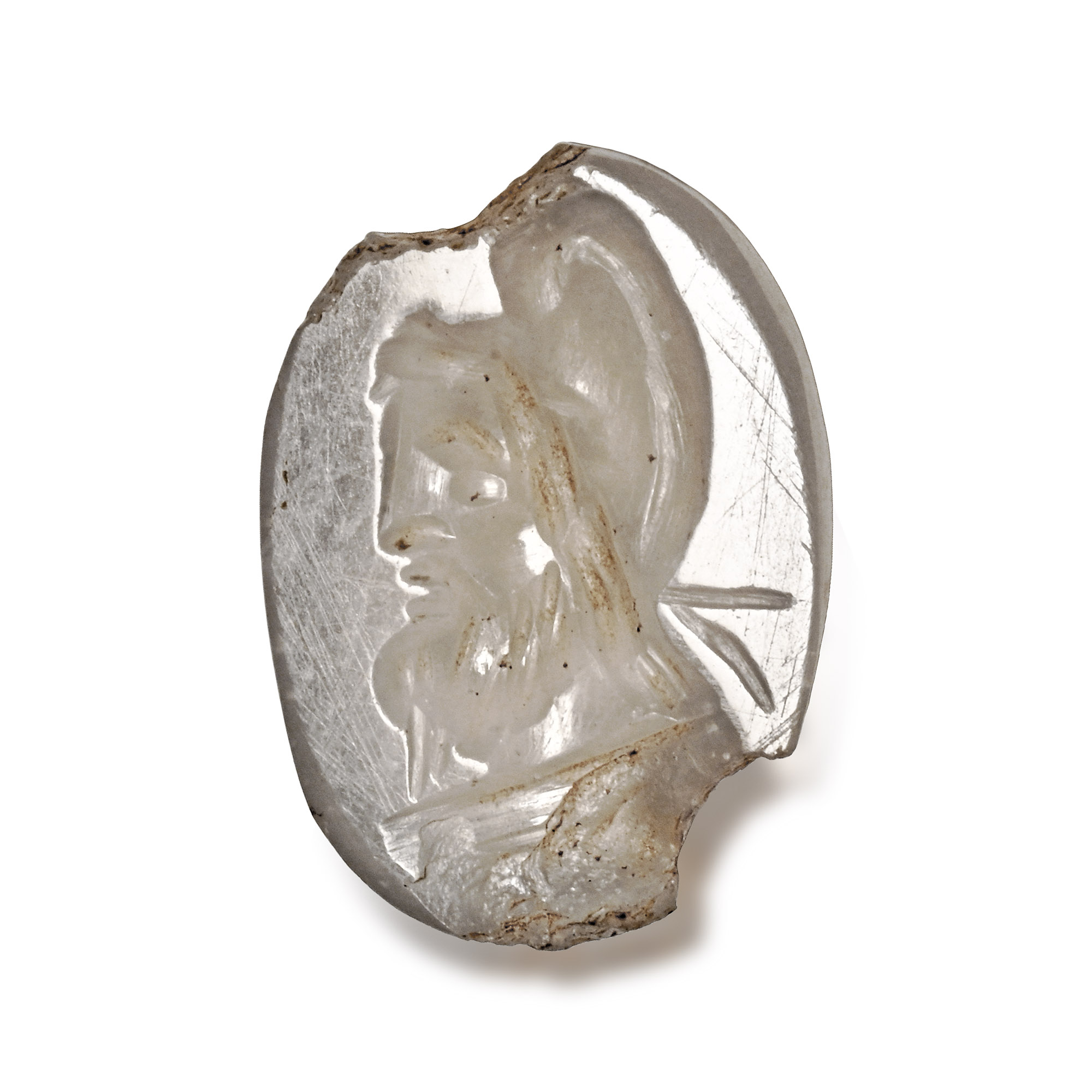 Roman Chalcedony Gemstone with Bearded Bust