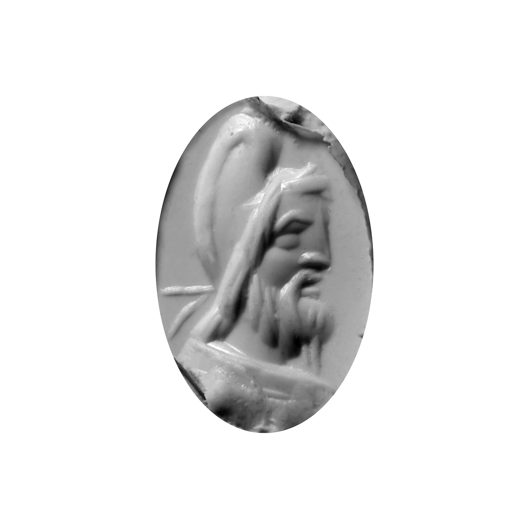 Roman Chalcedony Gemstone with Bearded Bust