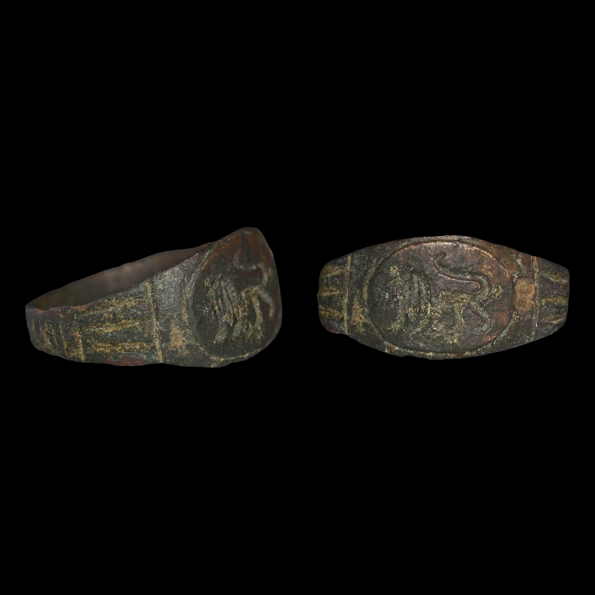 Roman Bronze Ring with Walking Lion