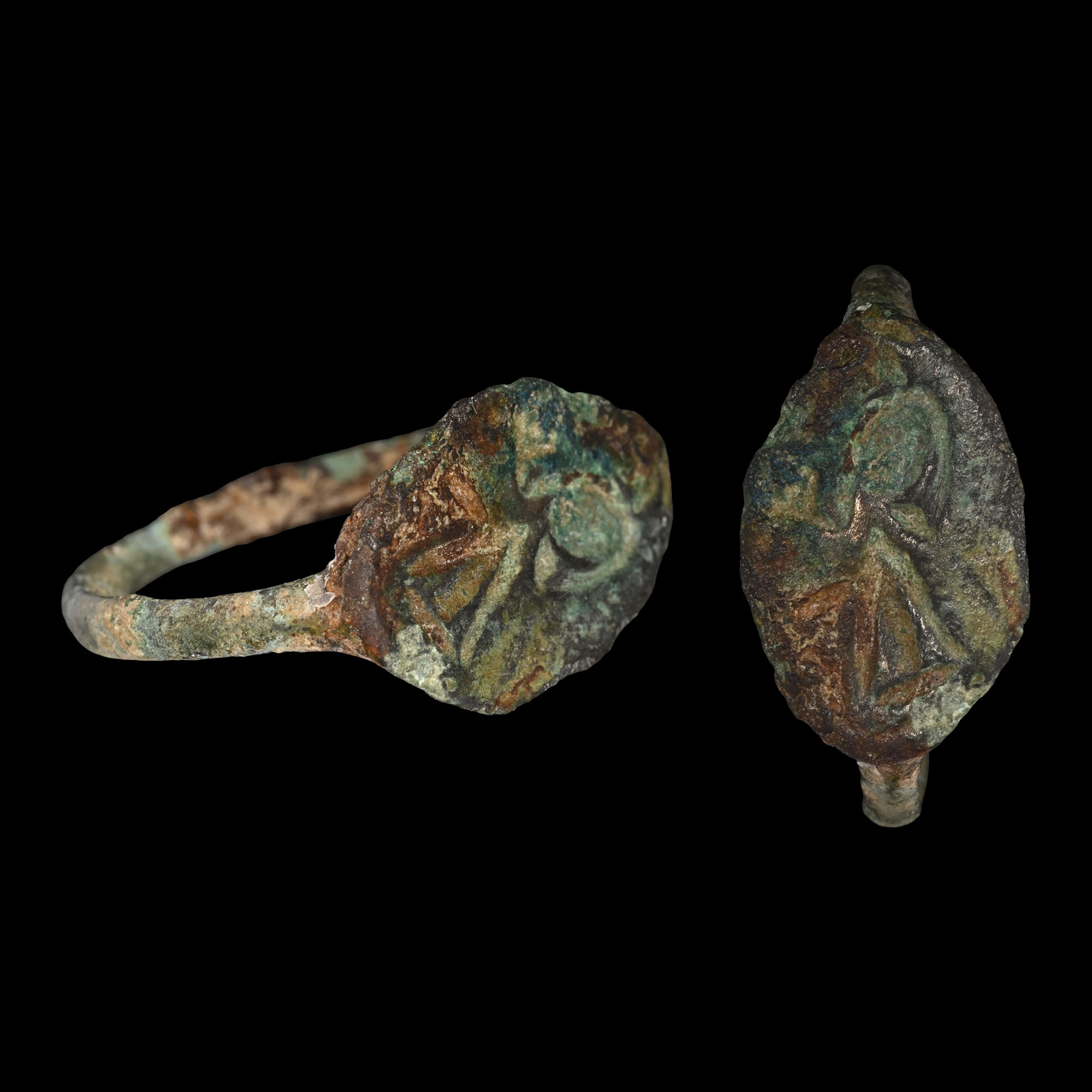 Greek Bronze Ring with Standing Figure