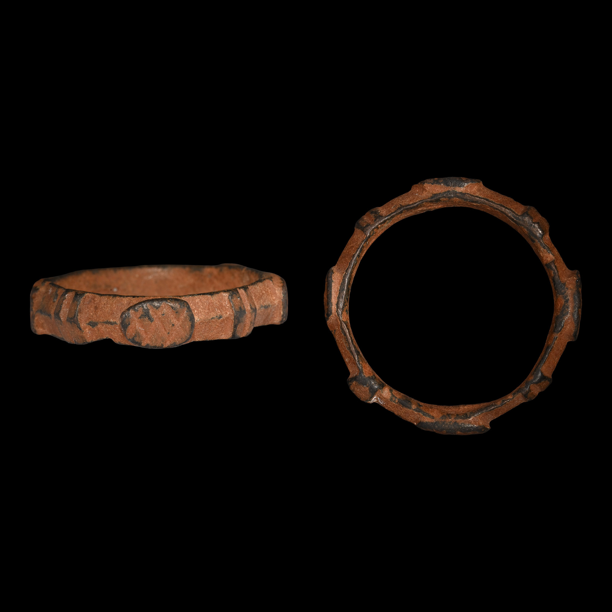 Roman Bronze Military Glove Ring with Four Bezels