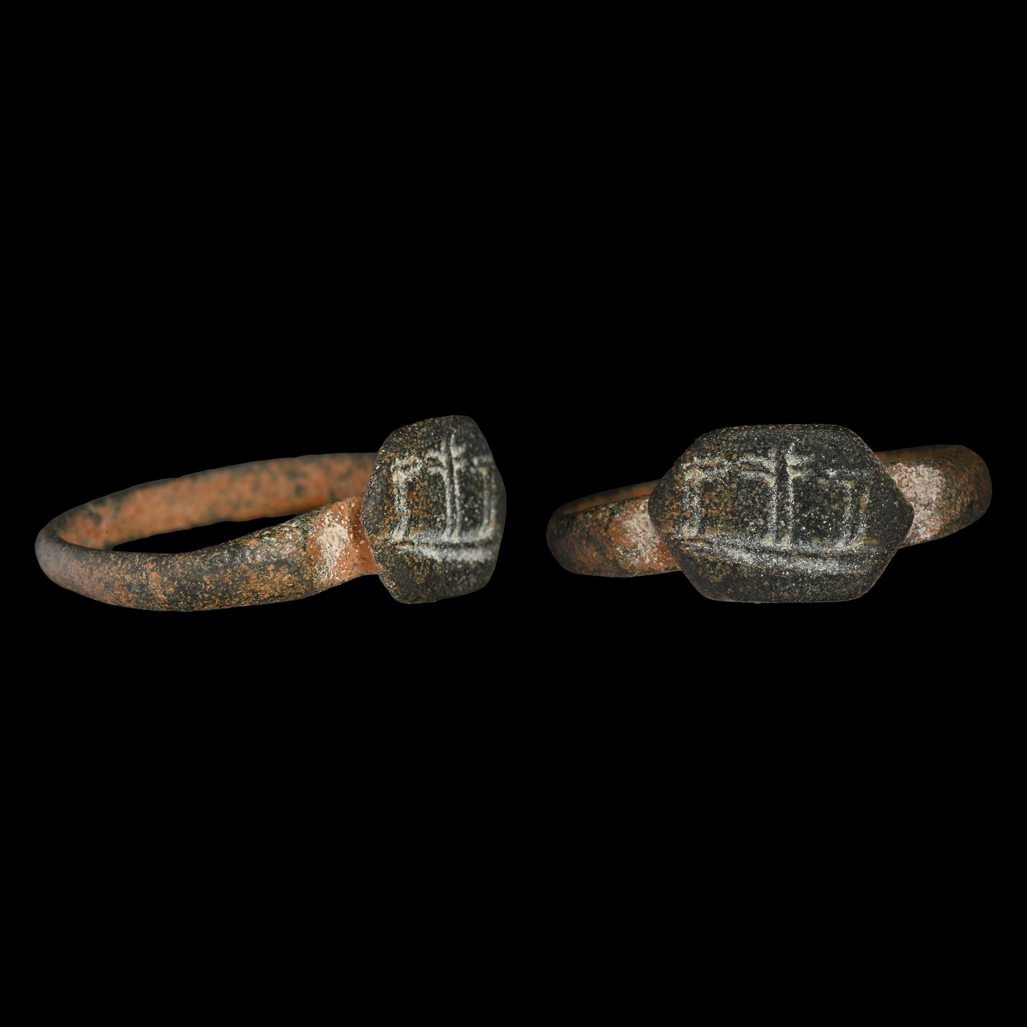 Byzantine Bronze Ring with Three Crosses of the Crucifixion