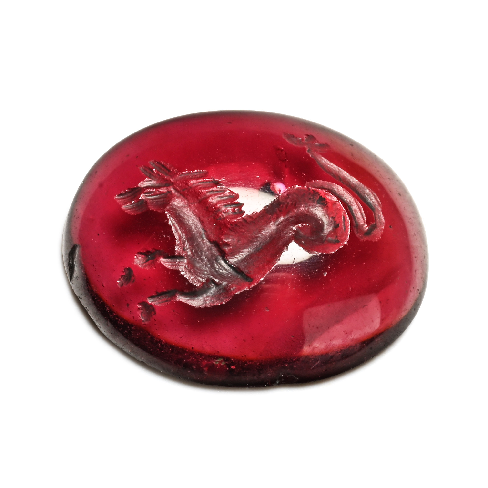 Roman Garnet Gemstone with Hippocamp