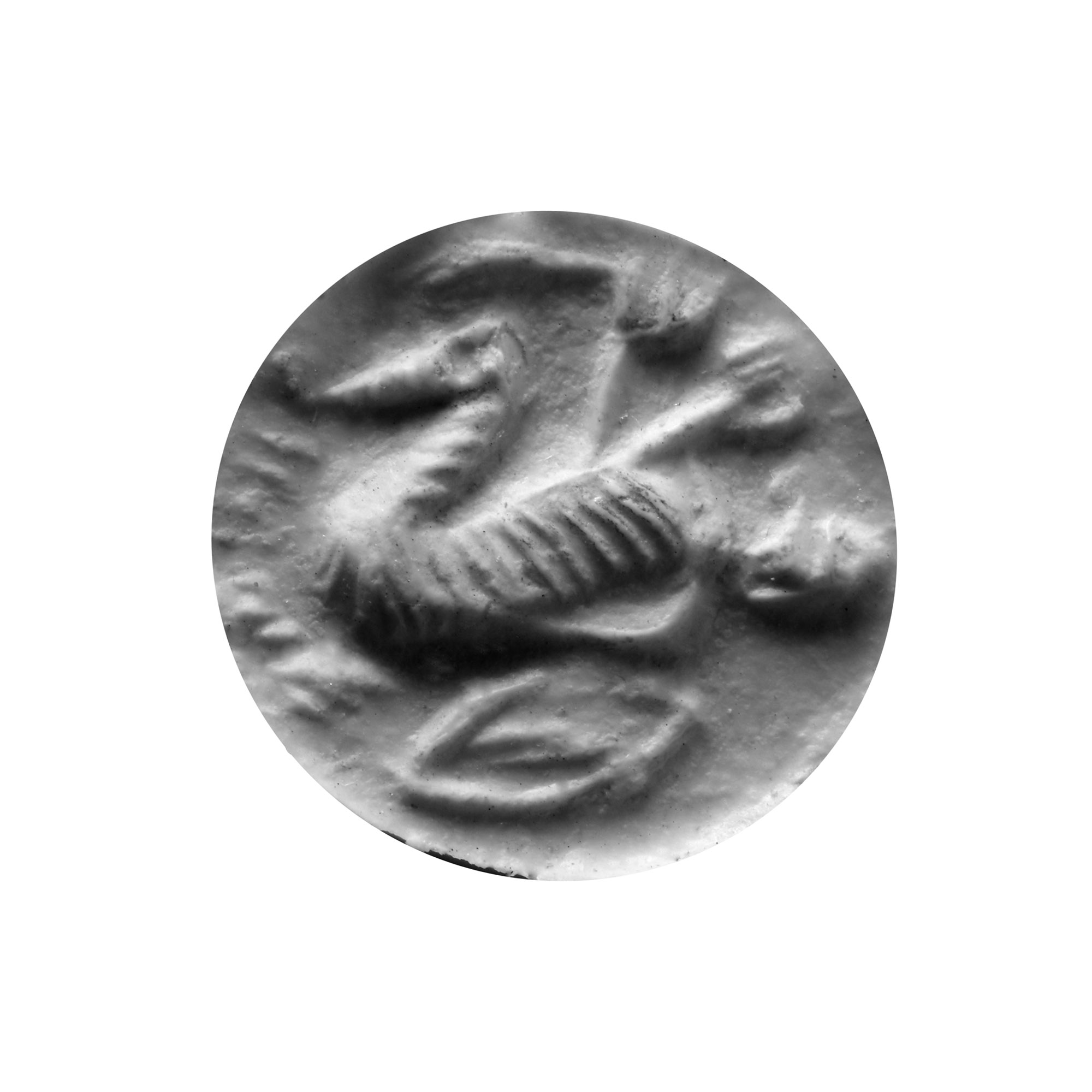 Greek Grey Stone Bifacial Bead with Winged Creature and Star