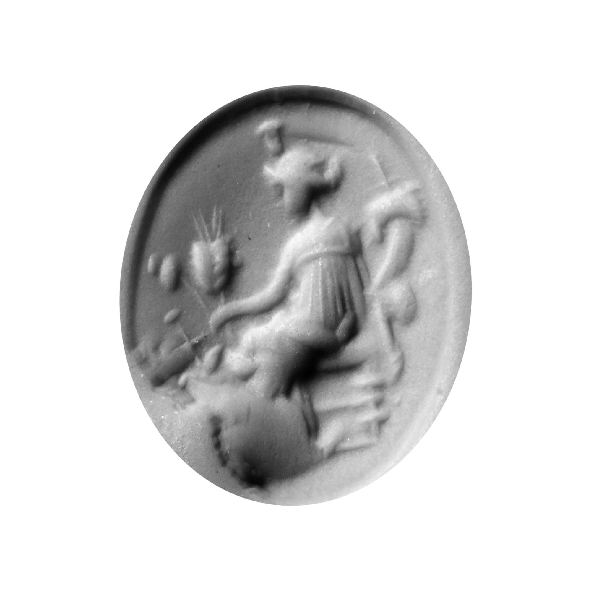 Roman Carnelian Gemstone with Seated Goddess Fortuna