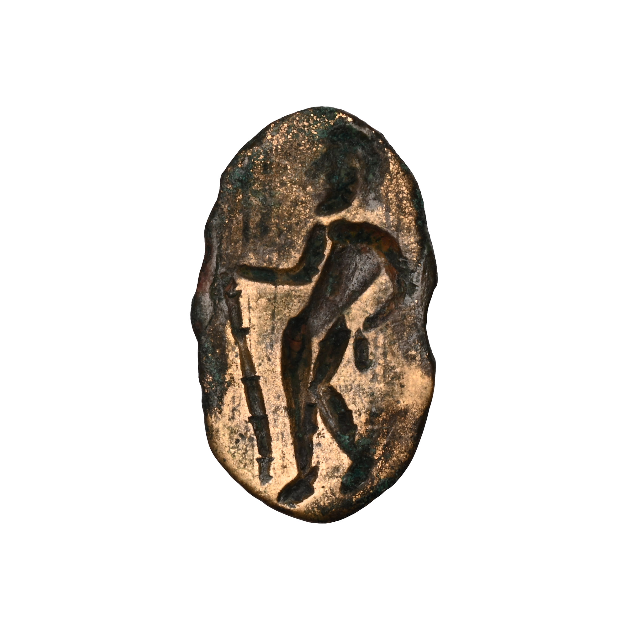 Greek Bronze Intaglio with Naked Herakles