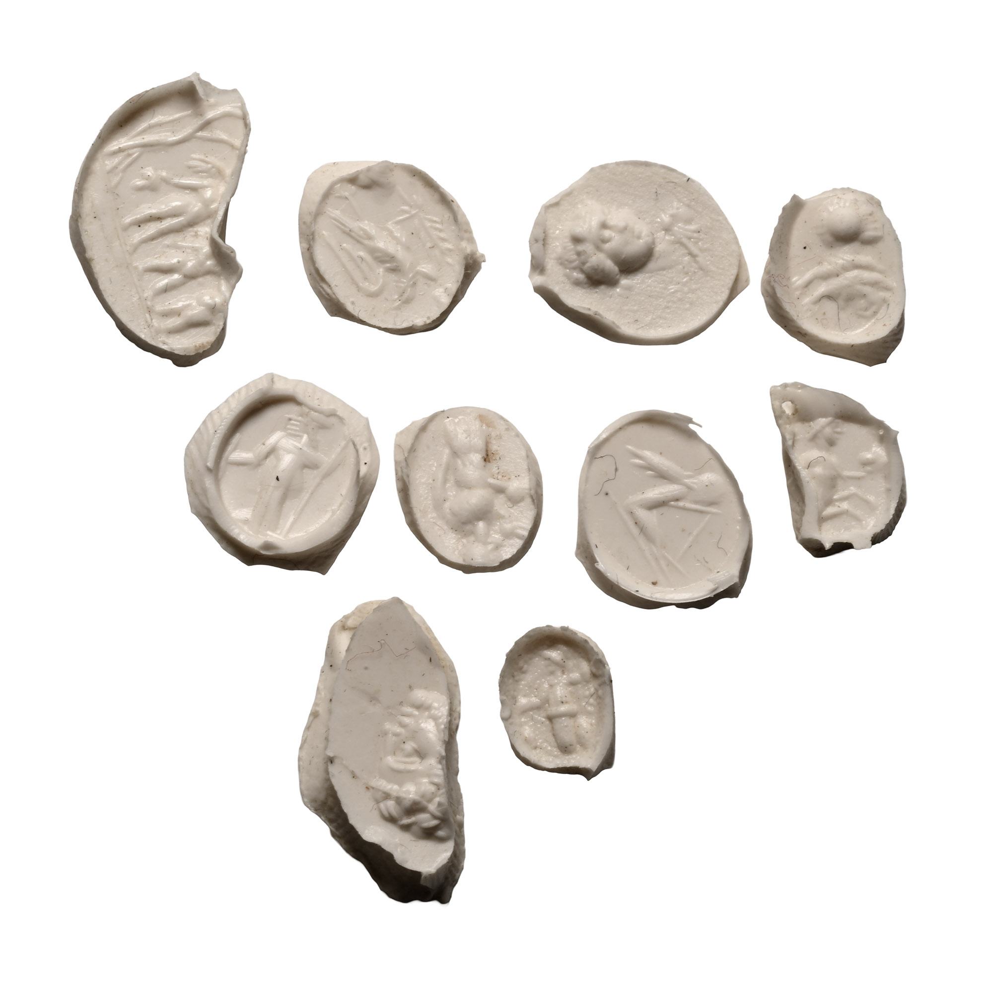 Roman Stone and Glass Gem Collection Including Bust of Caracalla