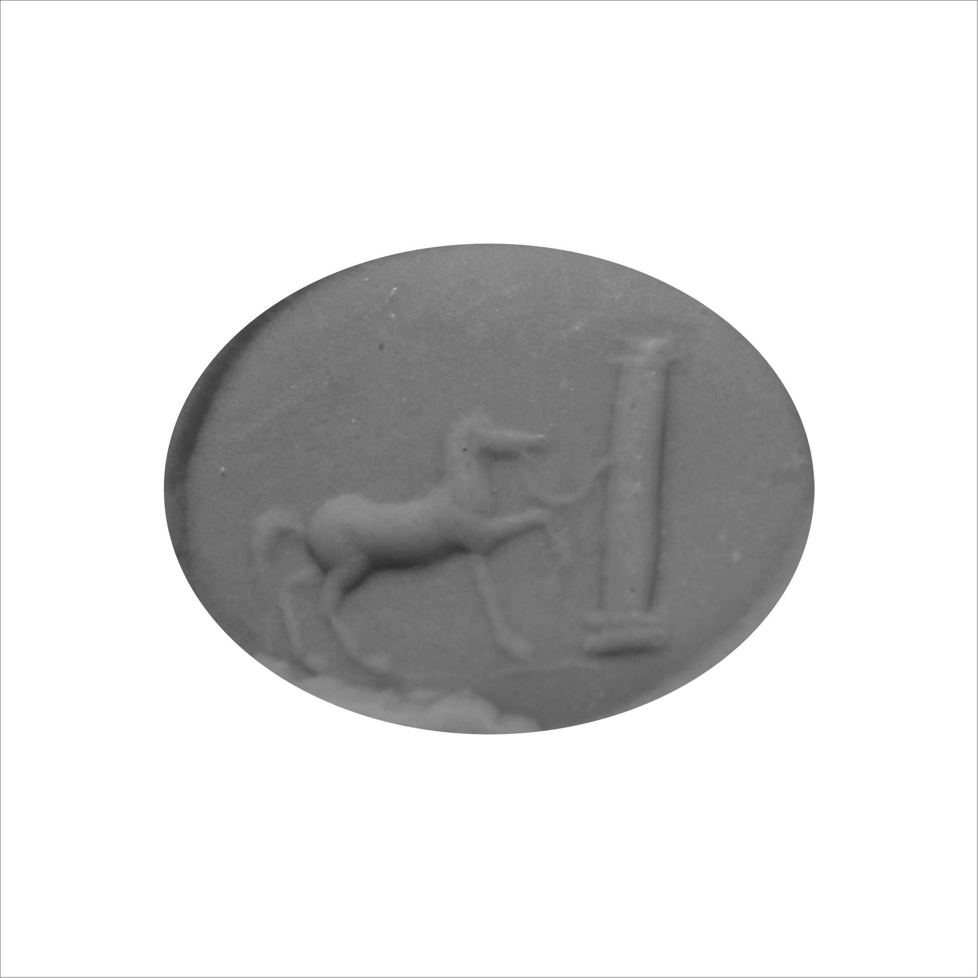 Roman Sard Gemstone with Horse Tied to Column