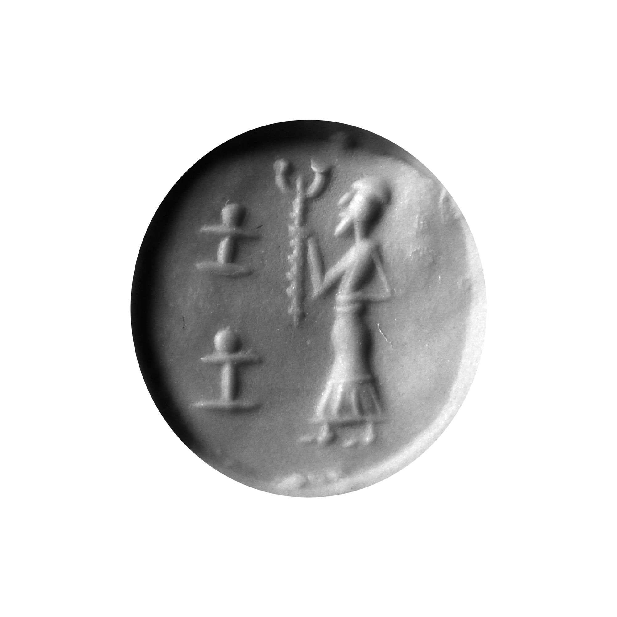 Western Asiatic Banded Agate Gemstone with God Holding Sceptre