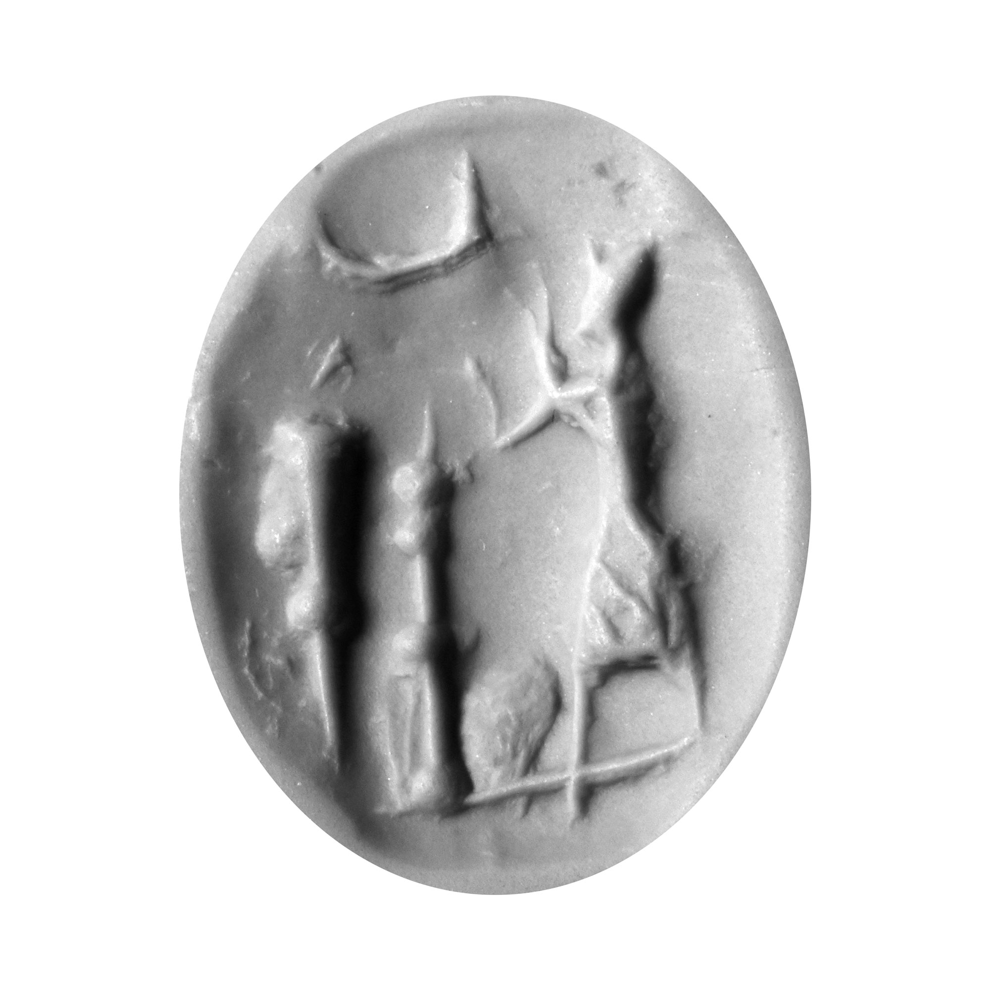 Western Asiatic Variegated Green Agate Gemstone with Worship Scene