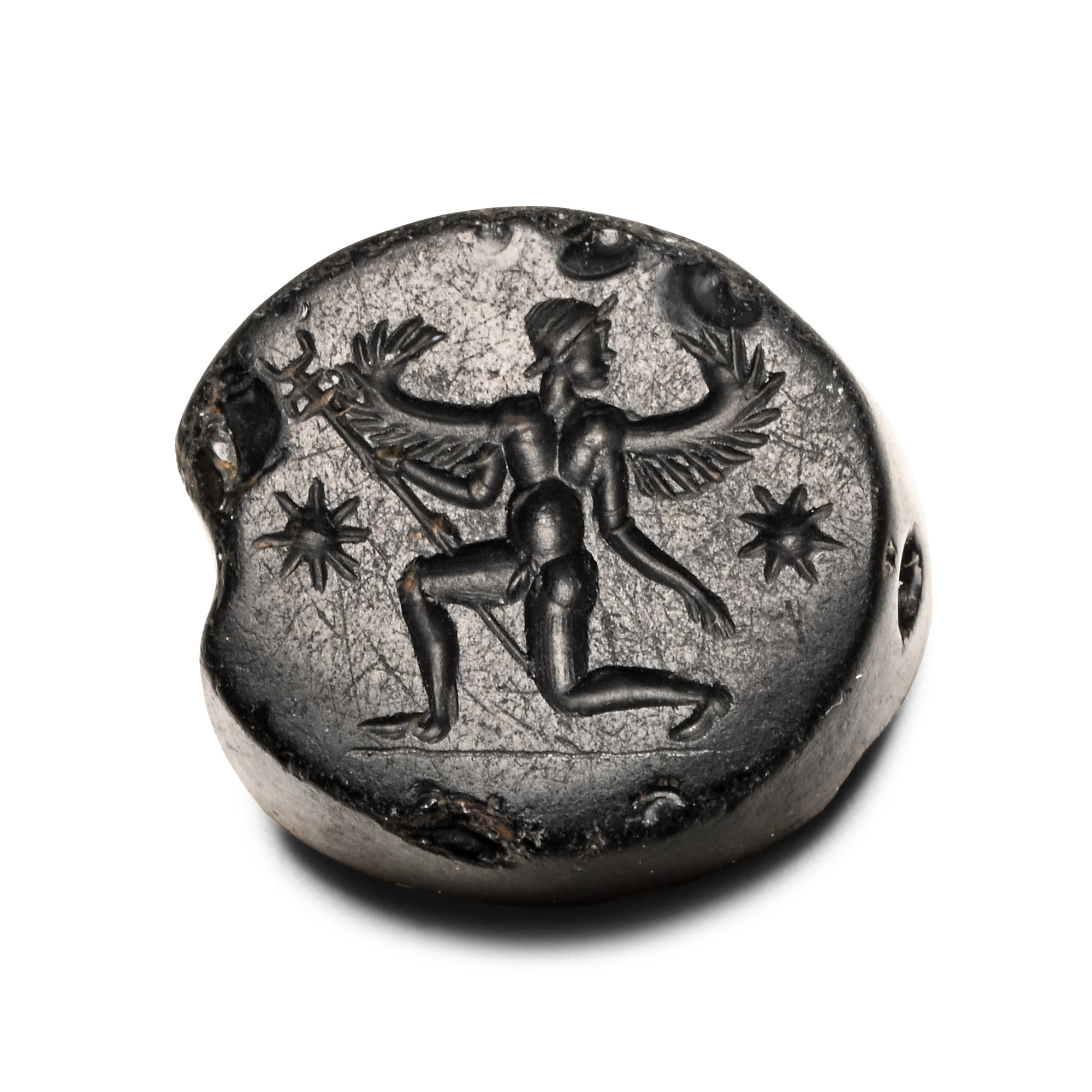 Western Asiatic Black Gemstone with Winged Genius