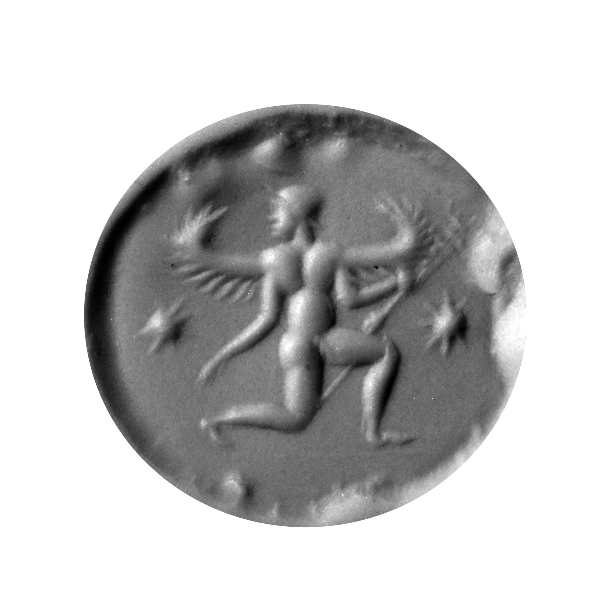 Western Asiatic Black Gemstone with Winged Genius